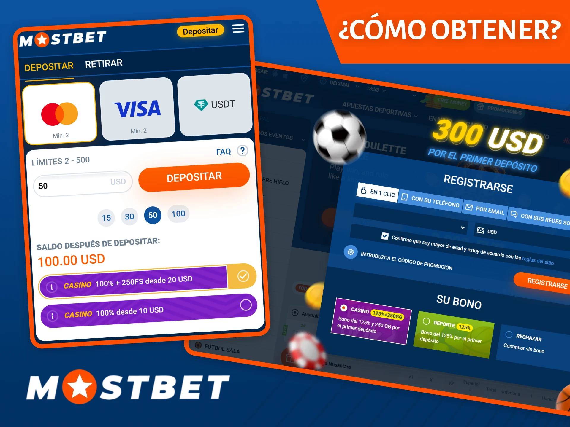 Sigue nuestra guía sobre cómo obtener un bono de bienvenida de Mostbet.