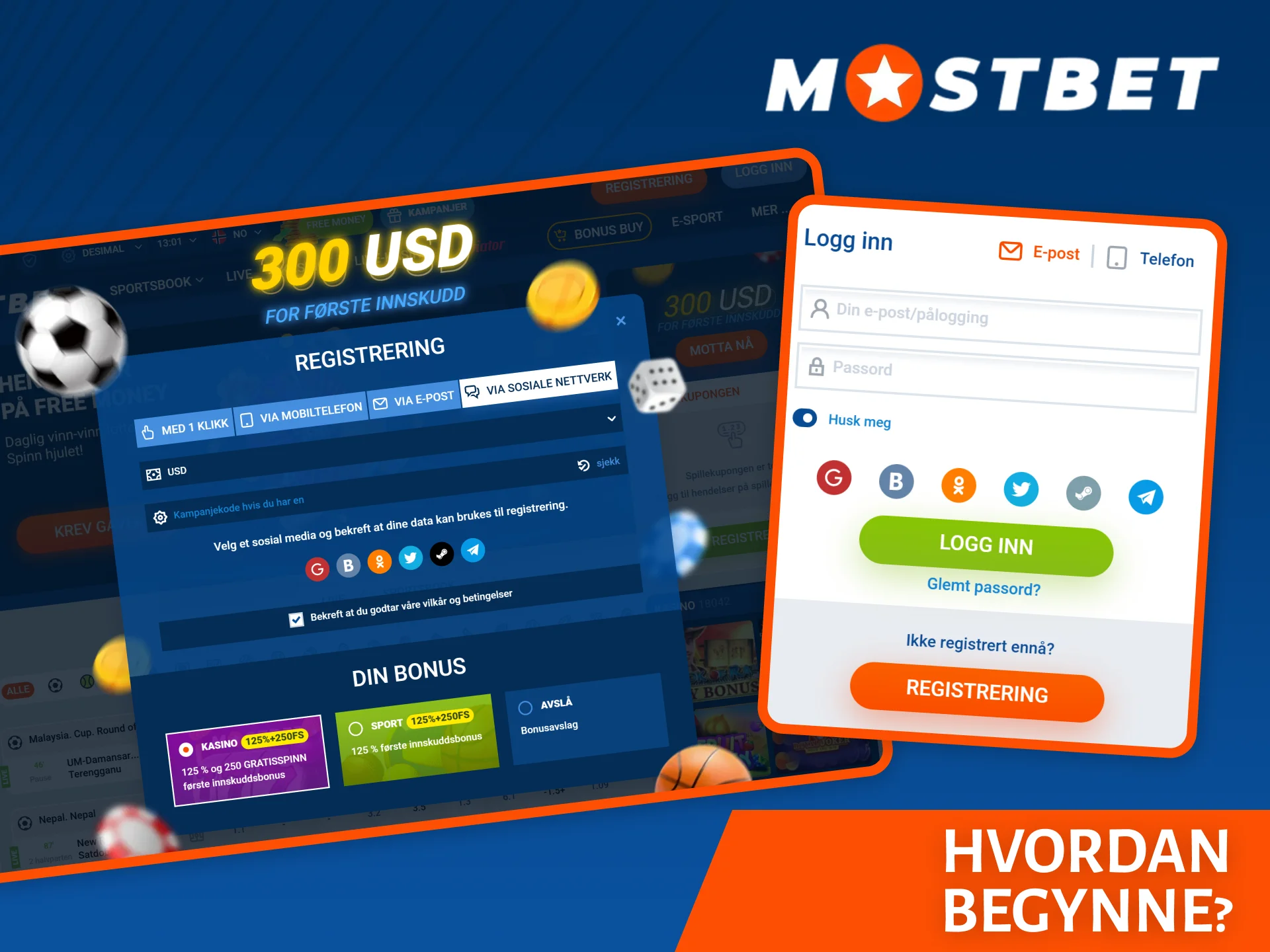 Finn ut hvordan du raskt kan begynne å spille på Mostbet Casino.