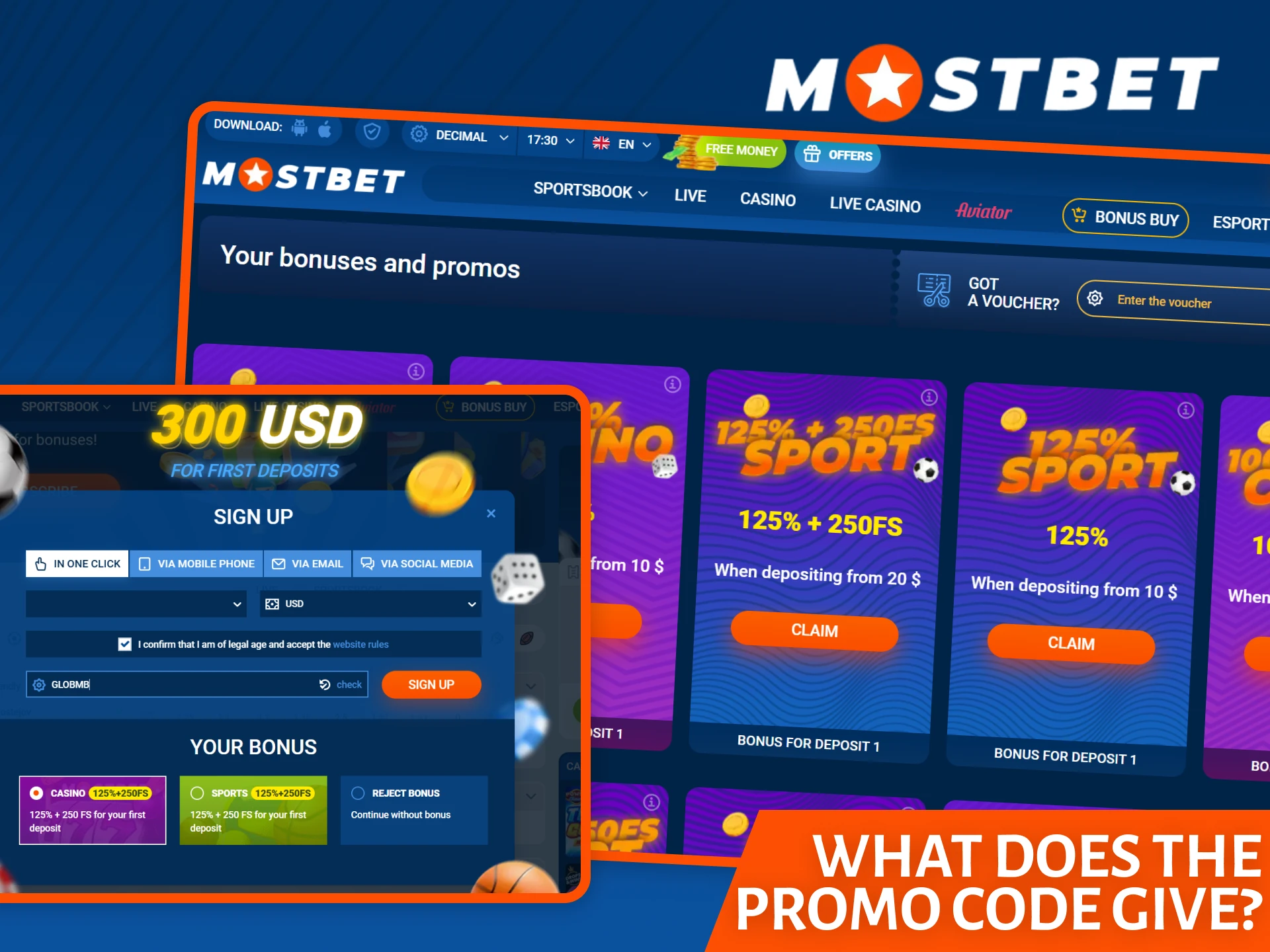 Learn what does the Mostbet promo code give to new players.