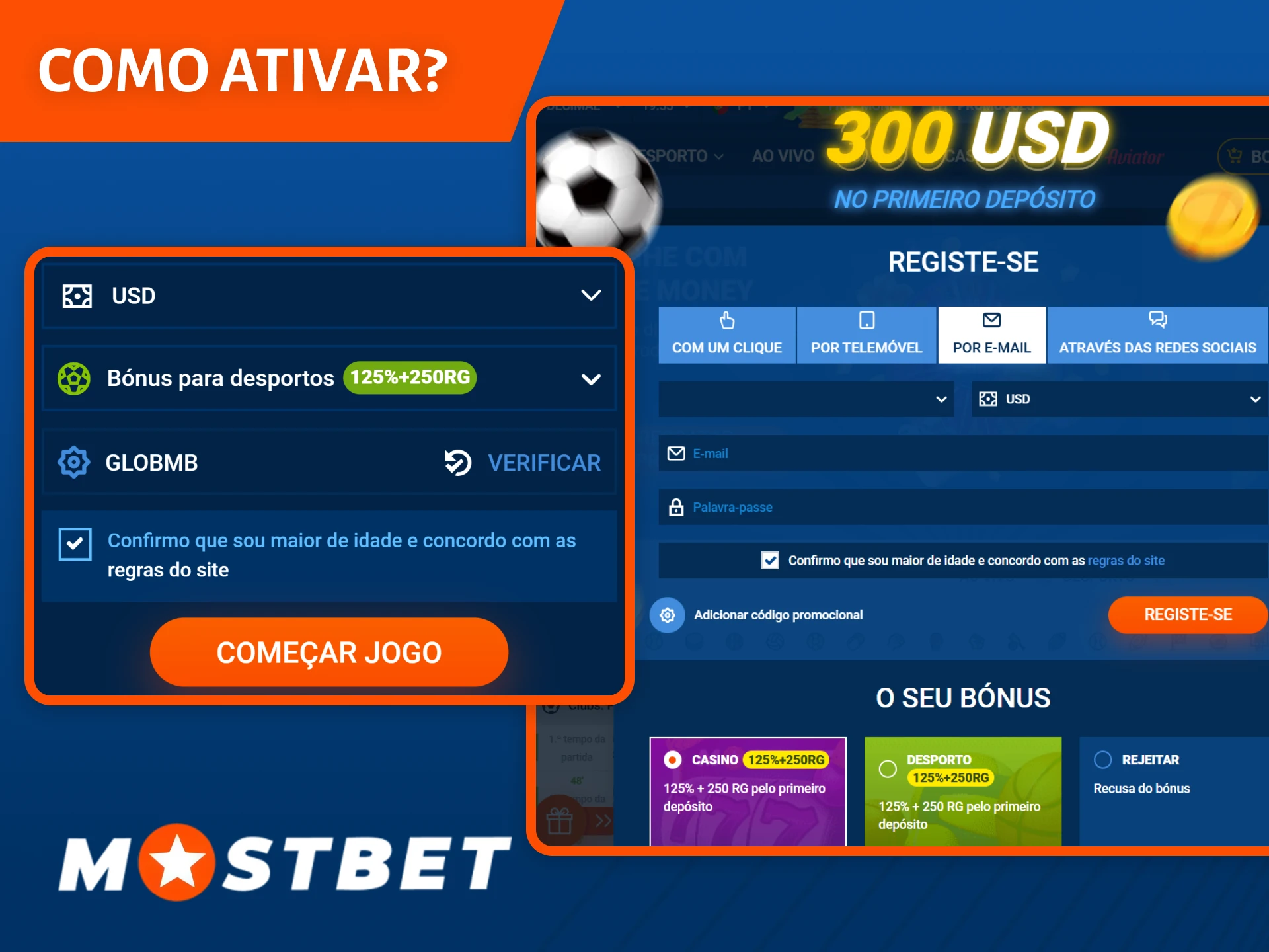 Siga estes passos simples sobre como ativar um código promocional na Mostbet.