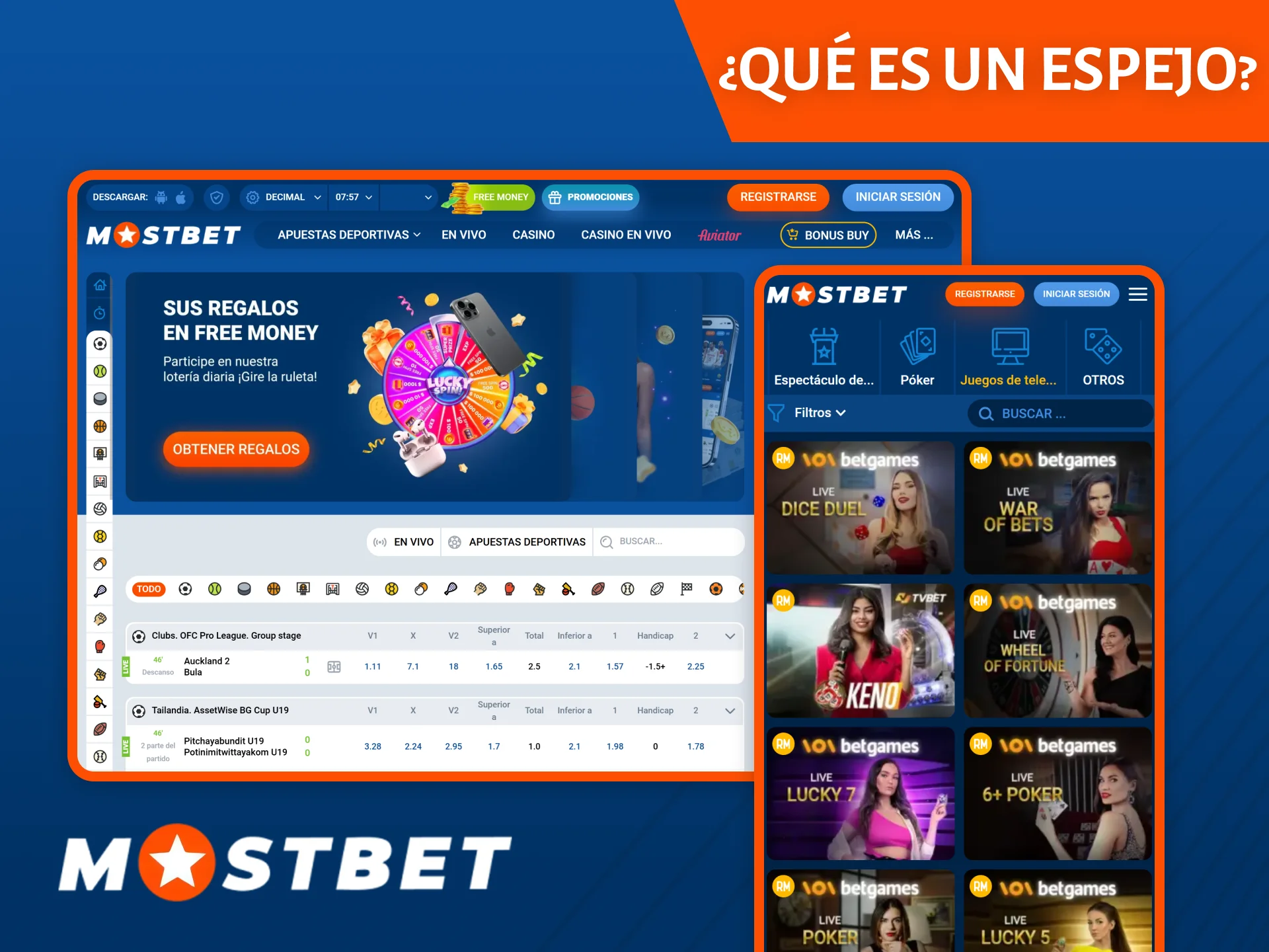 El espejo de Mostbet es una copia exacta del sitio web con acceso a todas las funciones de la plataforma.