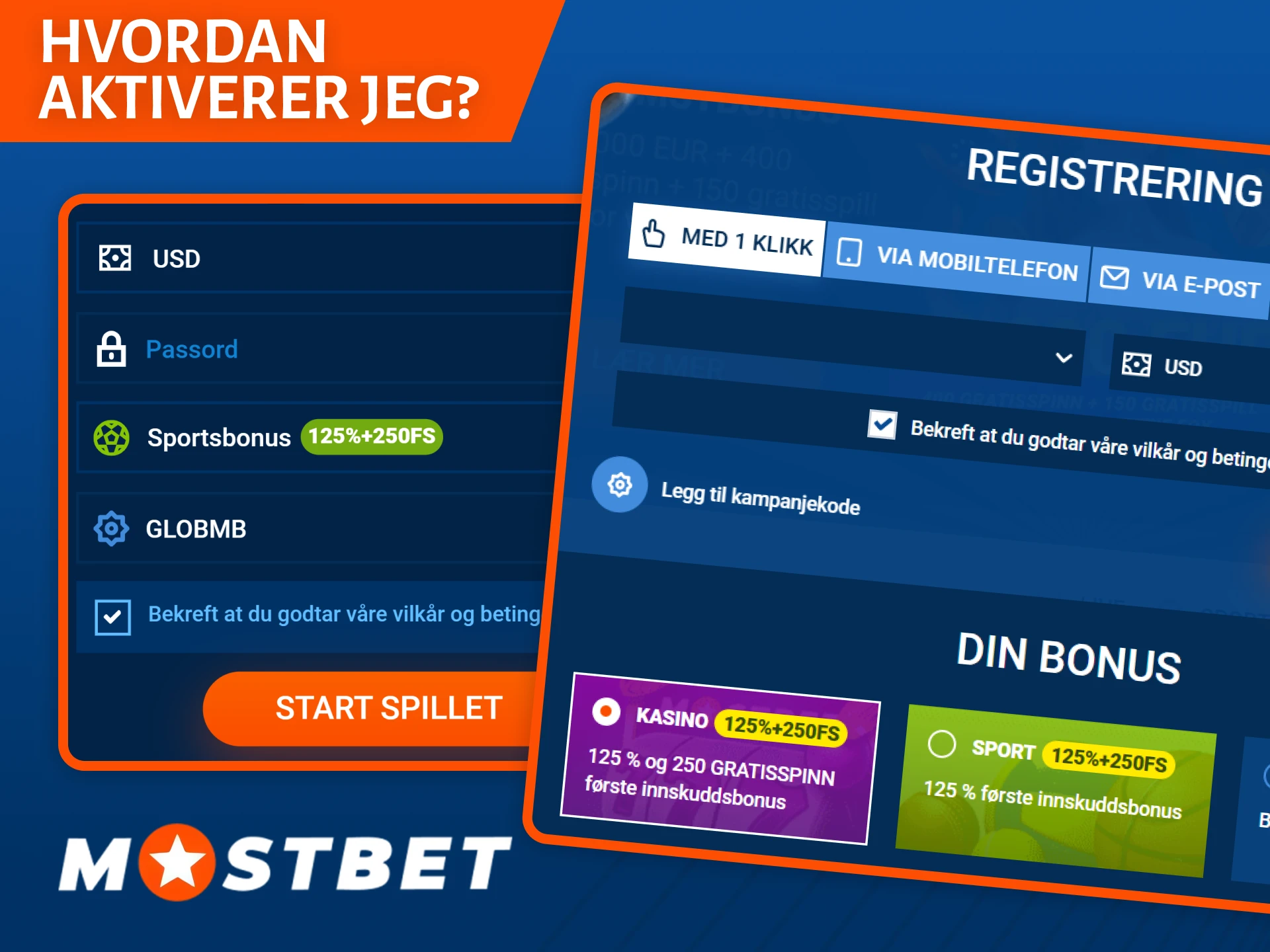 Følg disse enkle trinnene for å aktivere en kampanjekode på Mostbet.