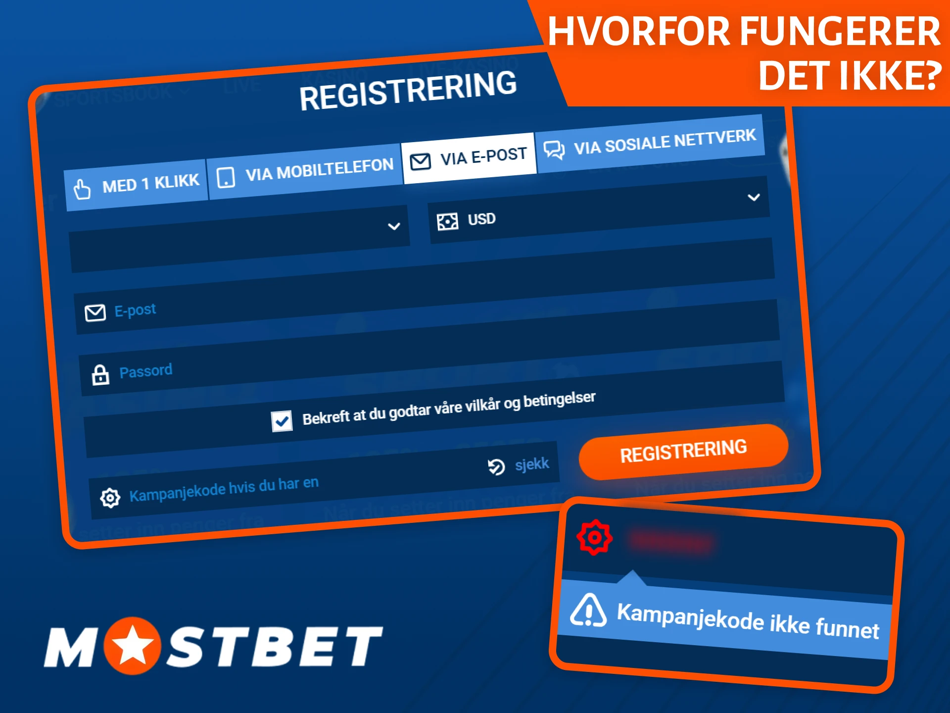 Finn ut hvorfor kampanjekoden ikke fungerer på Mostbet-siden.