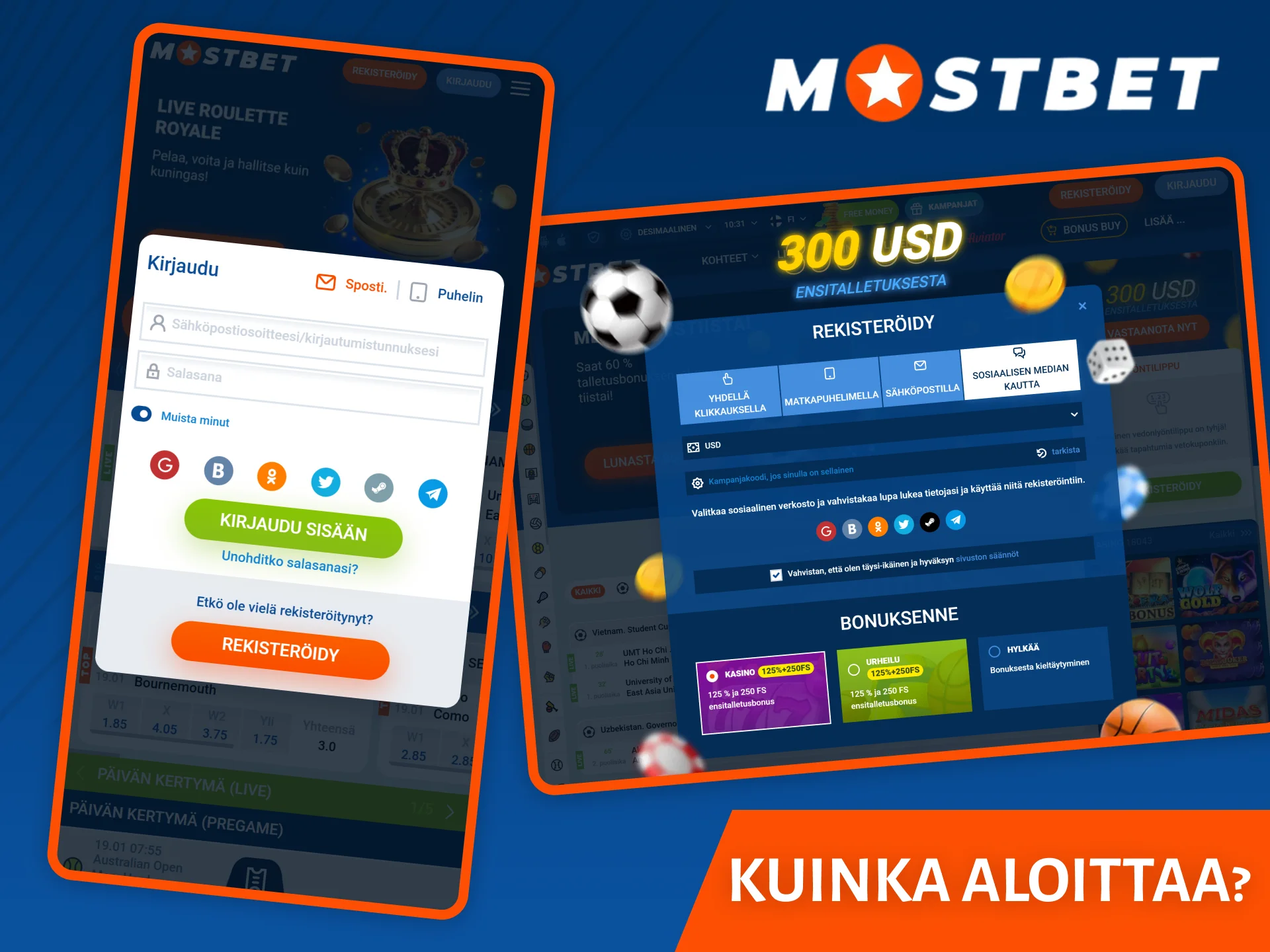 Opi, kuinka voit nopeasti aloittaa pelaamisen Mostbet Casinolla.