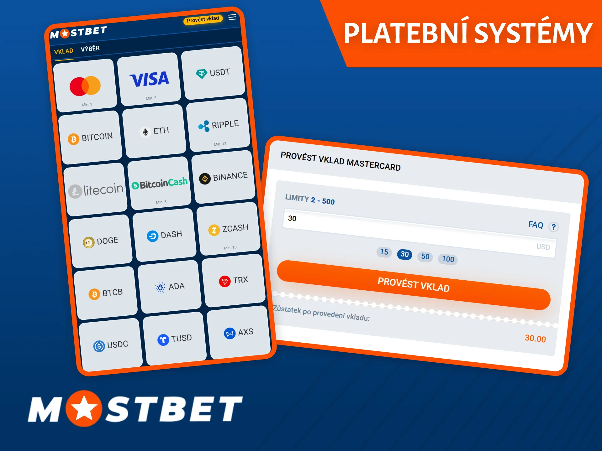 Mostbet Casino nabízí řadu pohodlných platebních metod, včetně bankovních karet, kryptoměn a dalších.