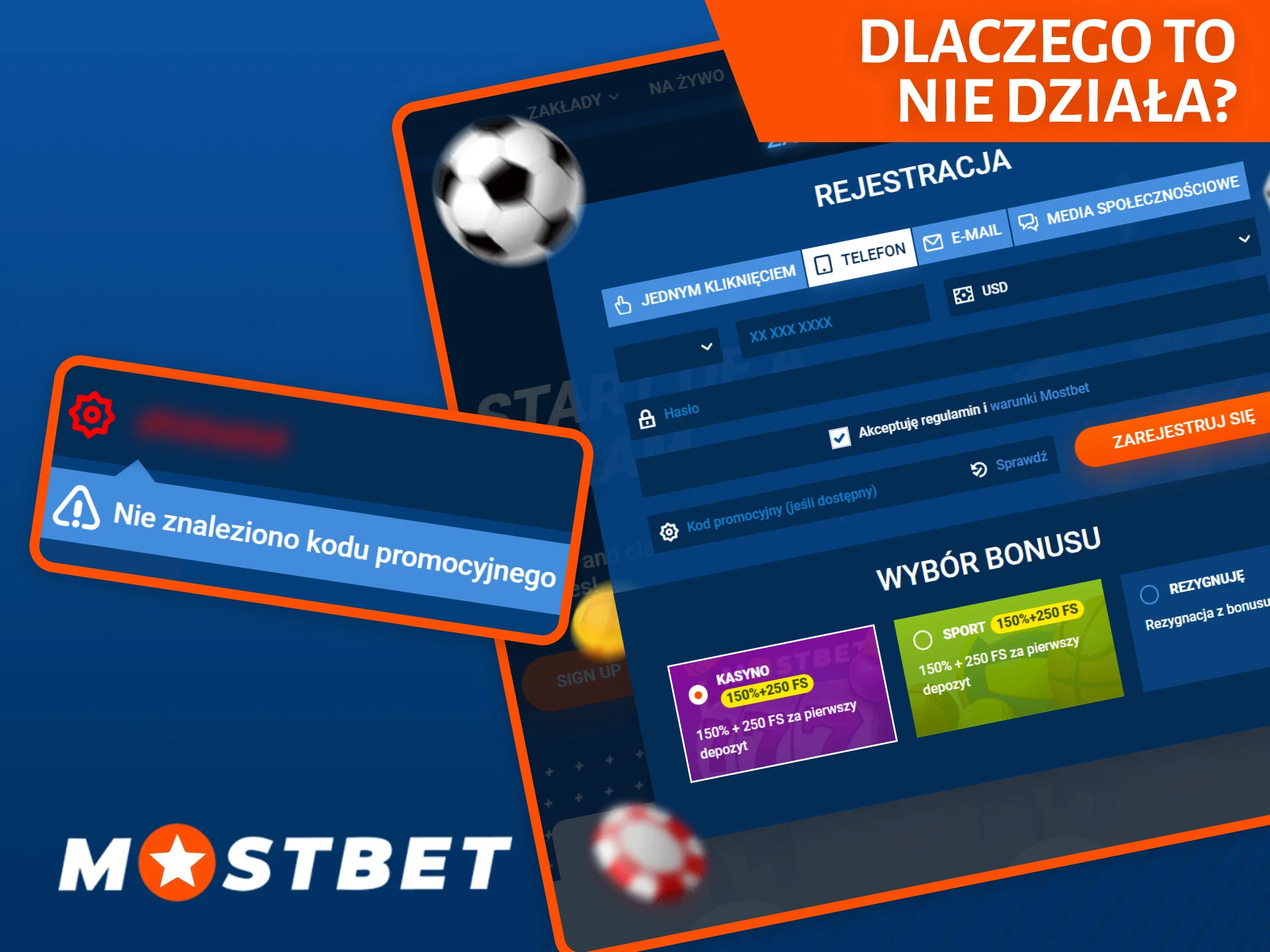 Zobacz, czemu kod promocyjny nie działa na stronie Mostbet.