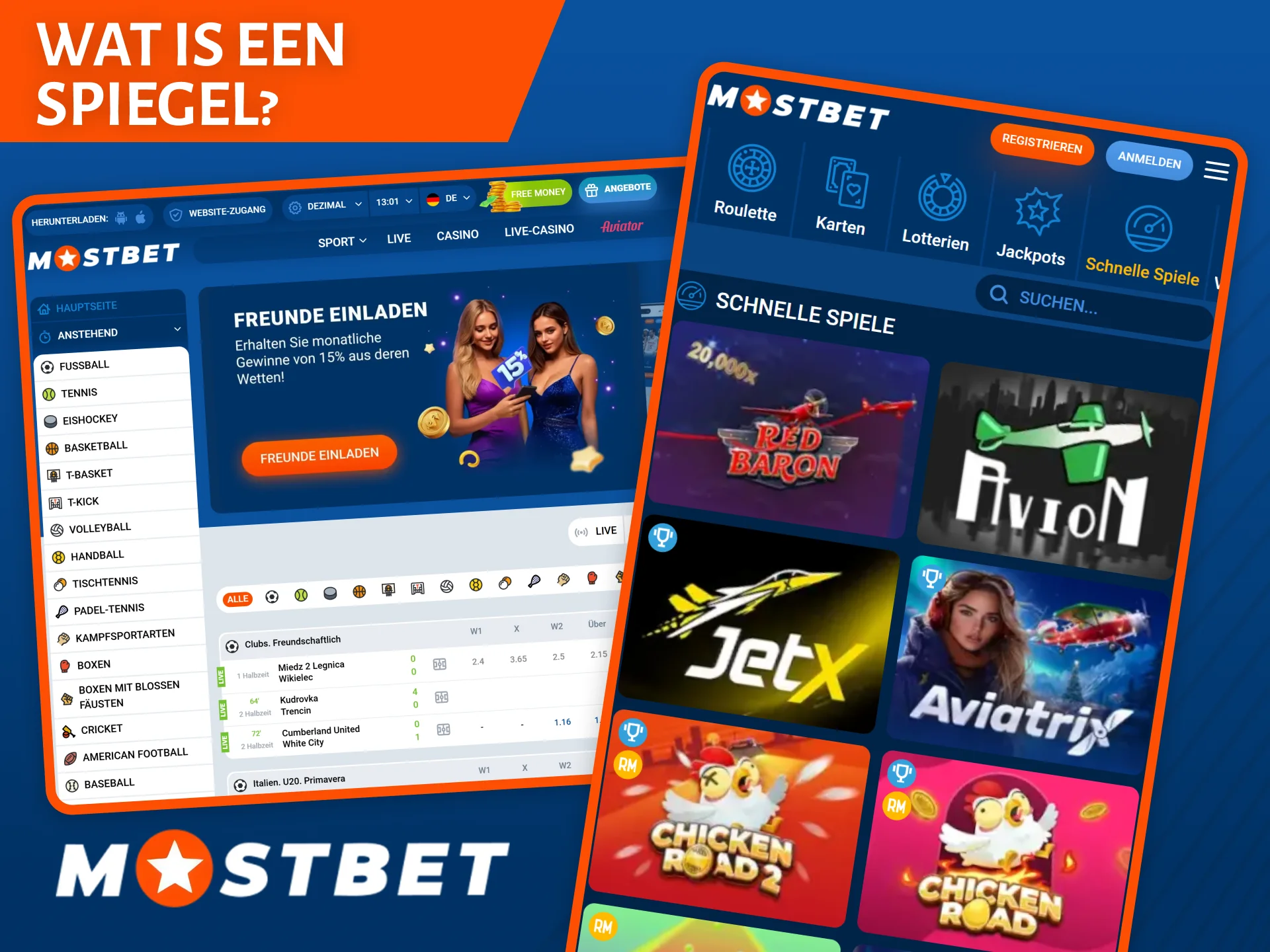 De Mostbet-mirror is een exacte kopie van de website met toegang tot alle functies van het platform.