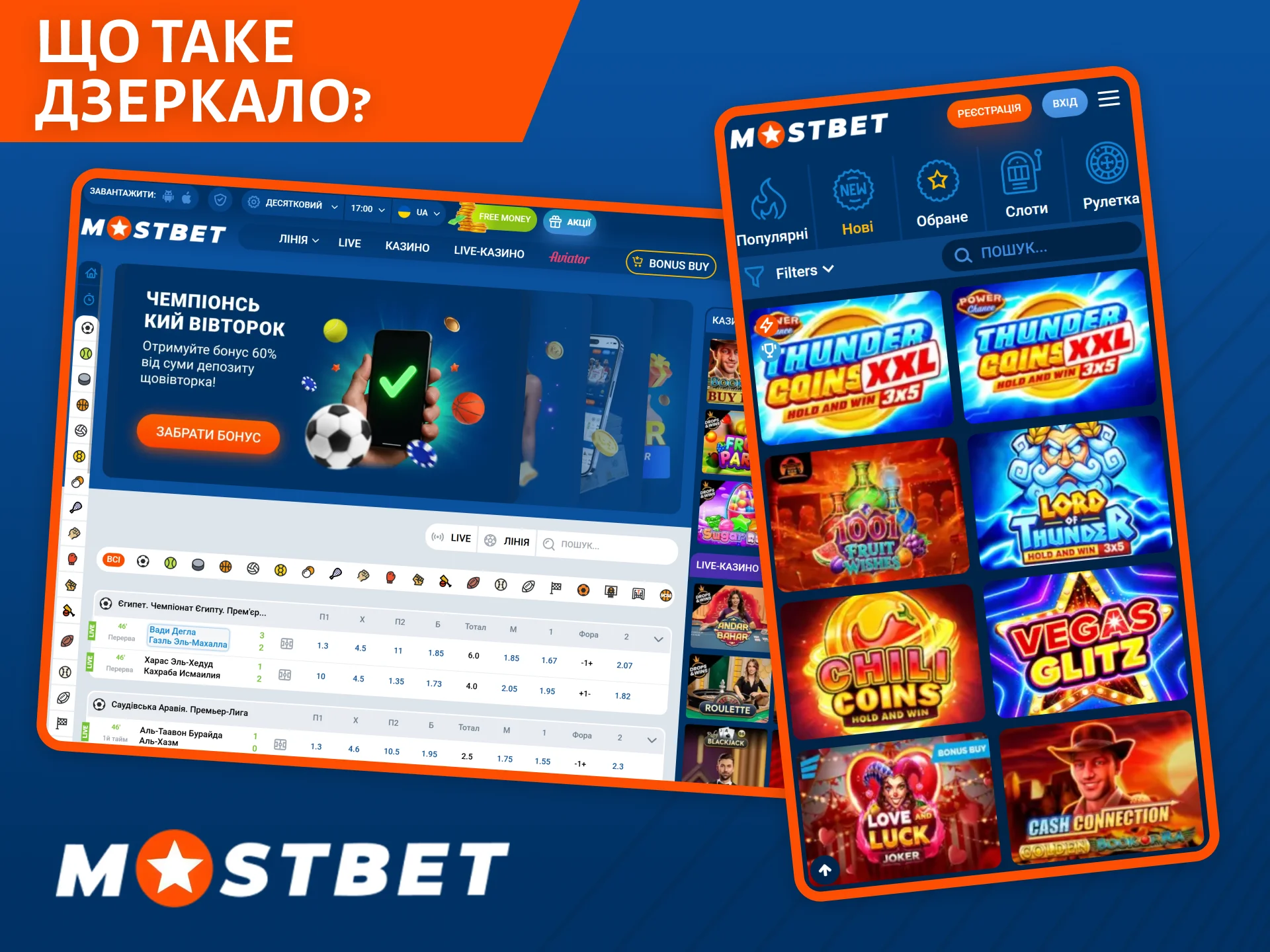 Дзеркало Mostbet — це точна копія веб-сайту з доступом до всіх функцій платформи.