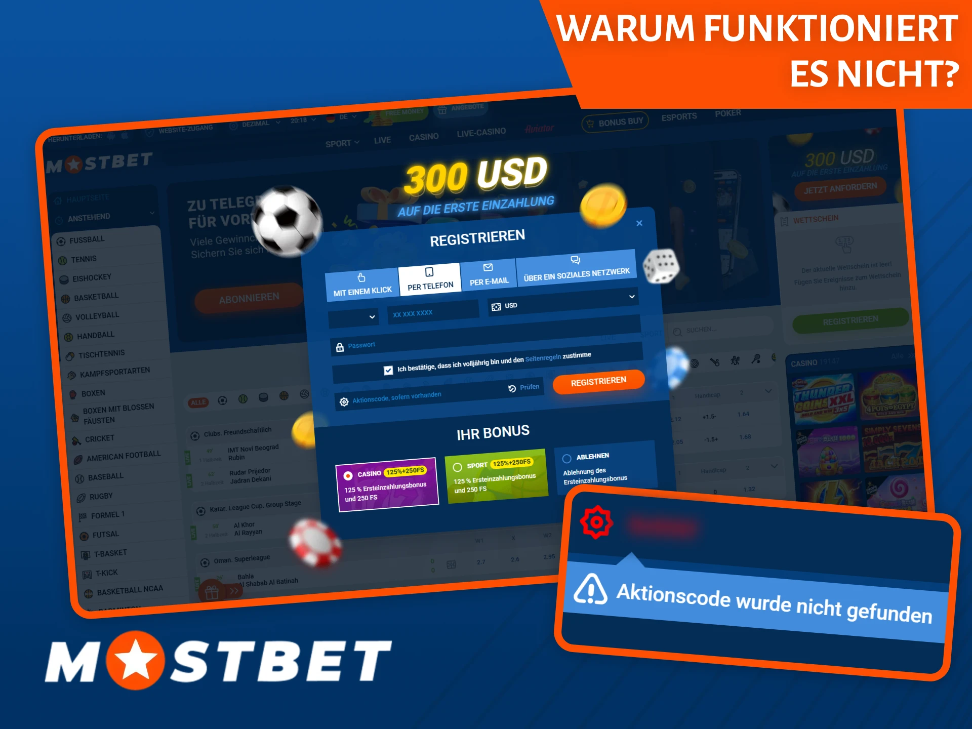 Finden Sie heraus, warum der Promo-Code auf der Mostbet-Website nicht funktioniert.