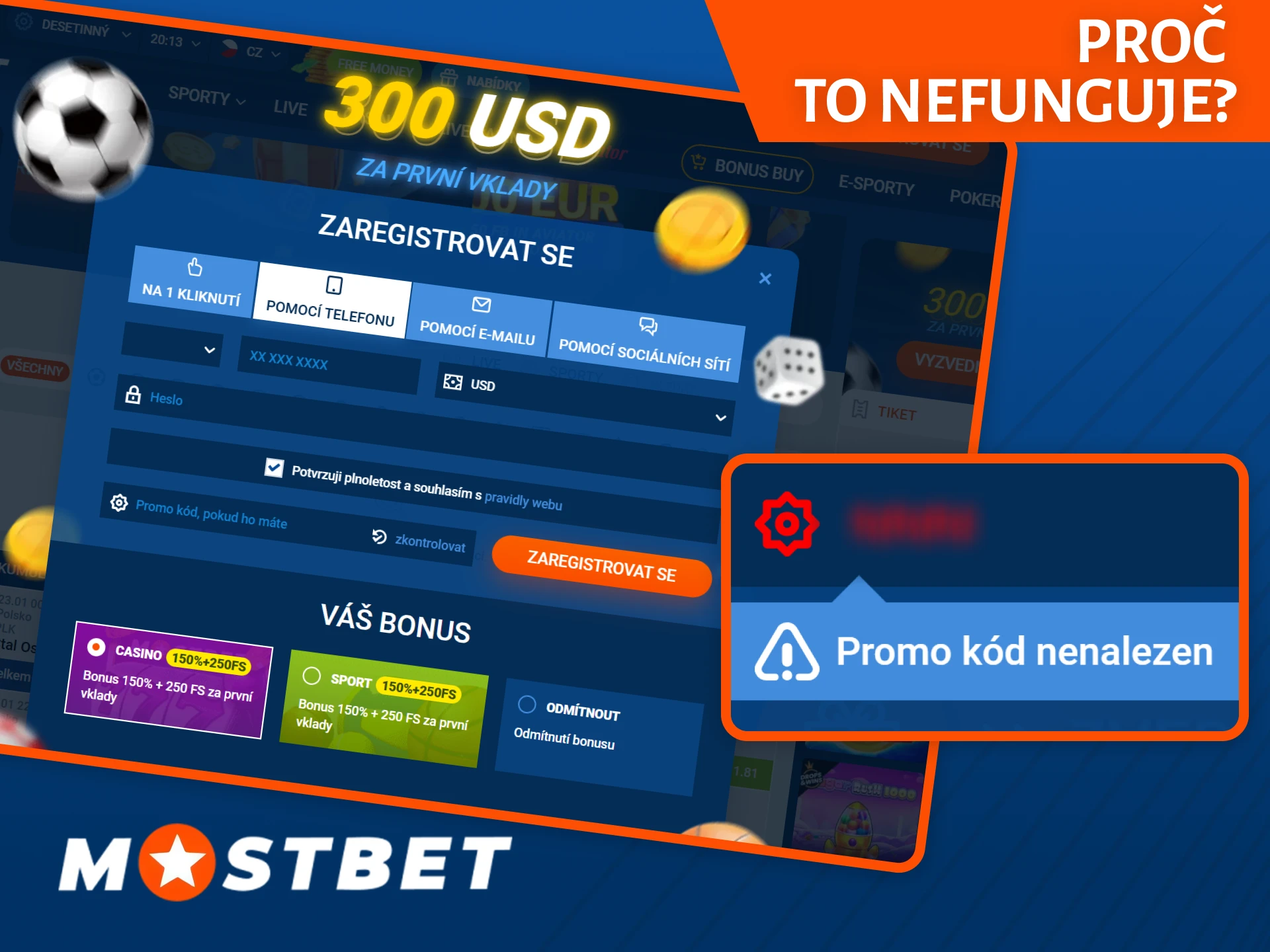 Zjistěte, proč promo kód nefunguje na stránkách Mostbet.