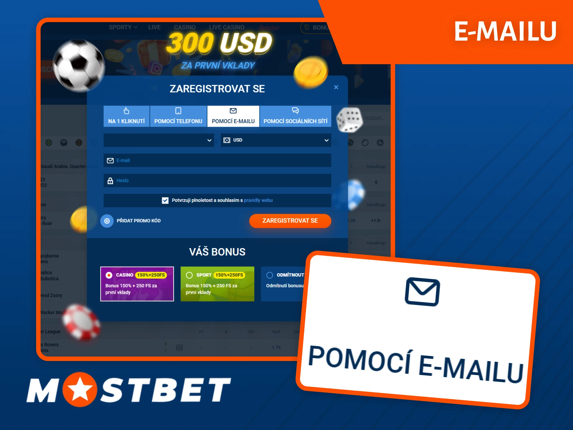 Dokončete registraci e-mailem na Mostbet, abyste získali přístup ke všem funkcím.