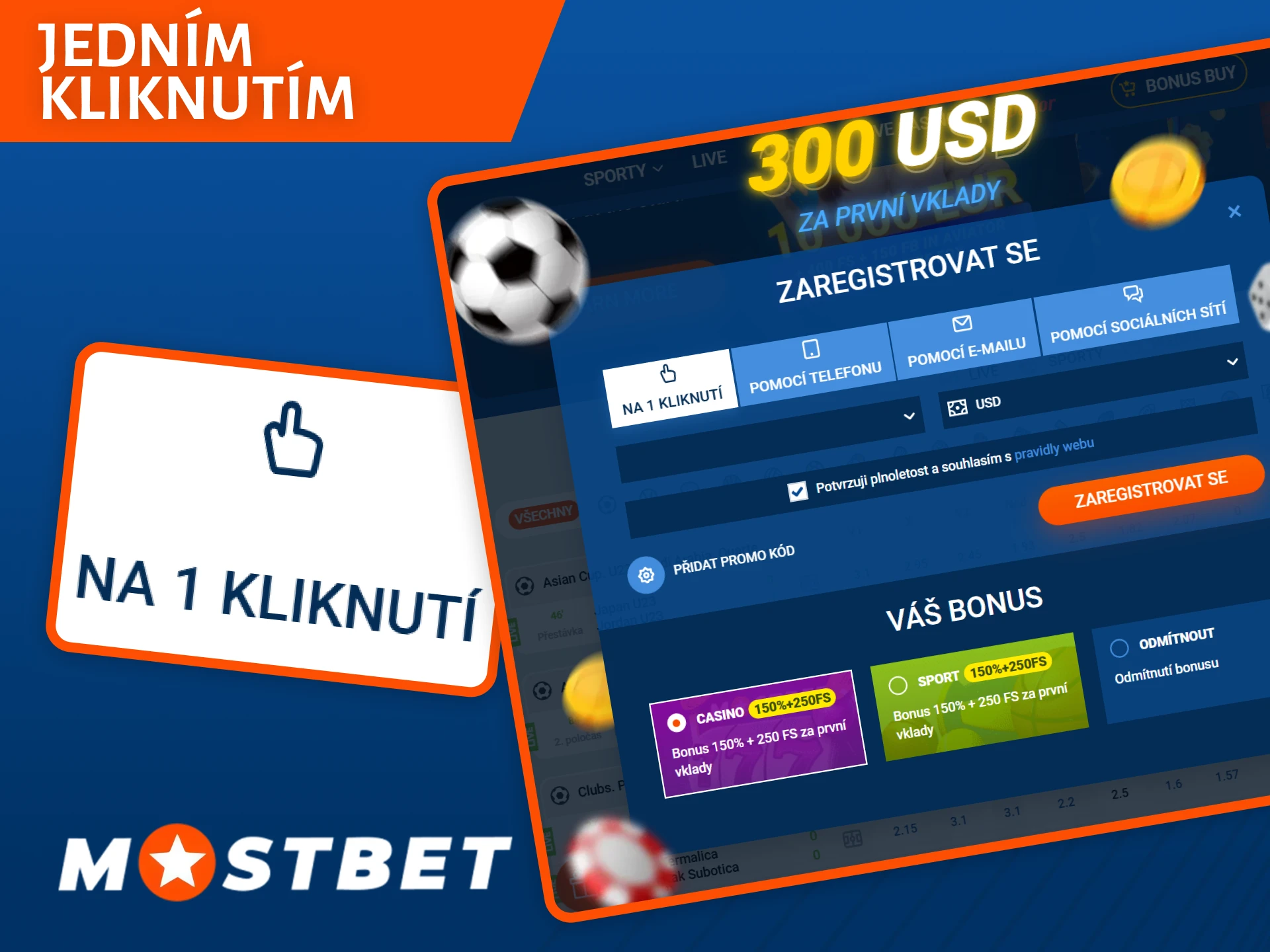 Zvolte nejrychlejší Registraci jedním kliknutím na Mostbet a začněte ihned hrát.