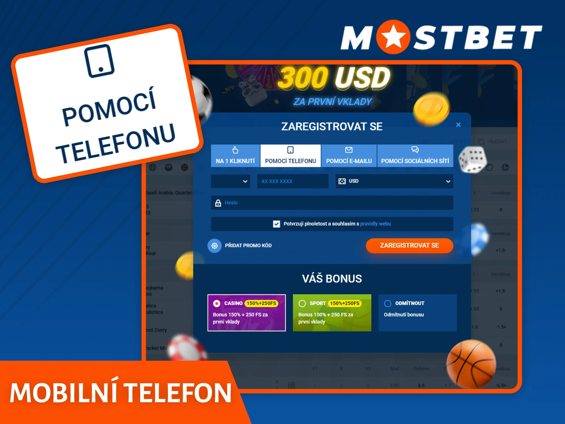 Zkuste registraci pomocí mobilního telefonního čísla na Mostbet pro rychlý přístup.