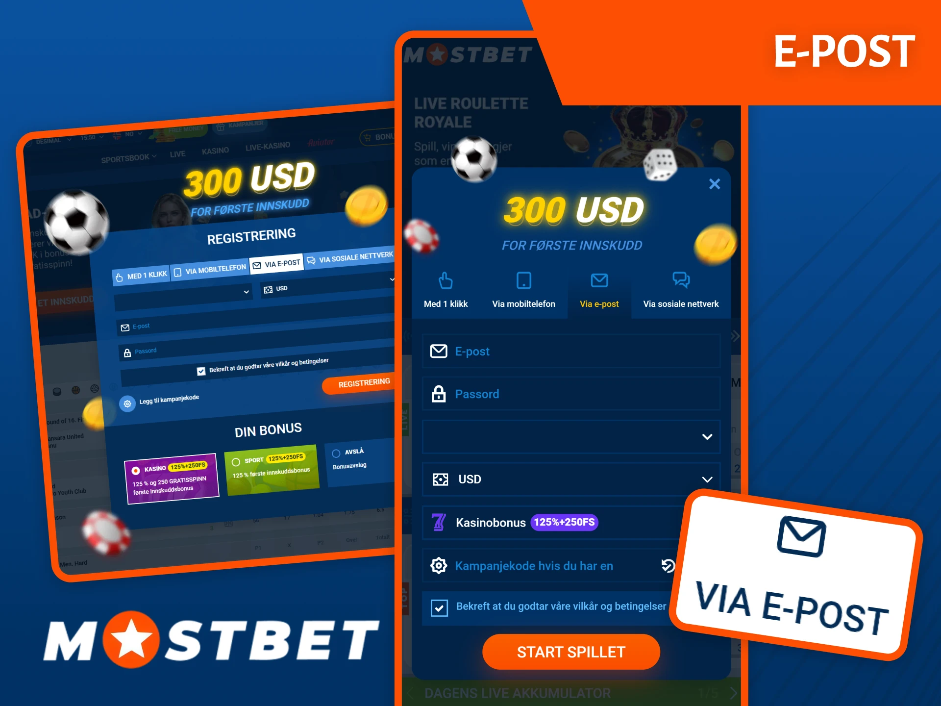 Fullfør registreringen via e-post hos Mostbet for å få tilgang til alle funksjoner.