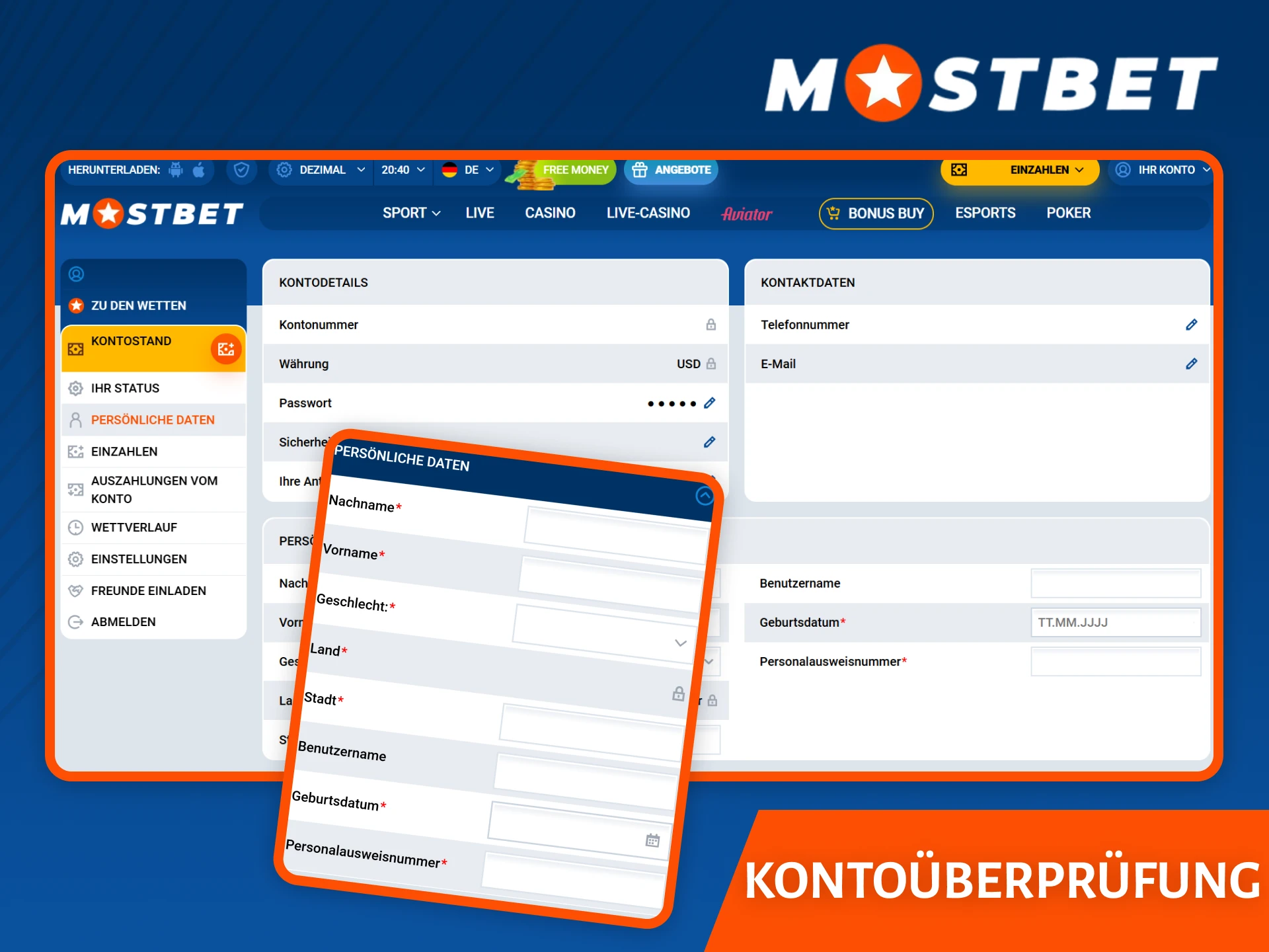 Schließen Sie Ihre Kontoverifizierung ab, um sichere Auszahlungen bei Mostbet zu gewährleisten.