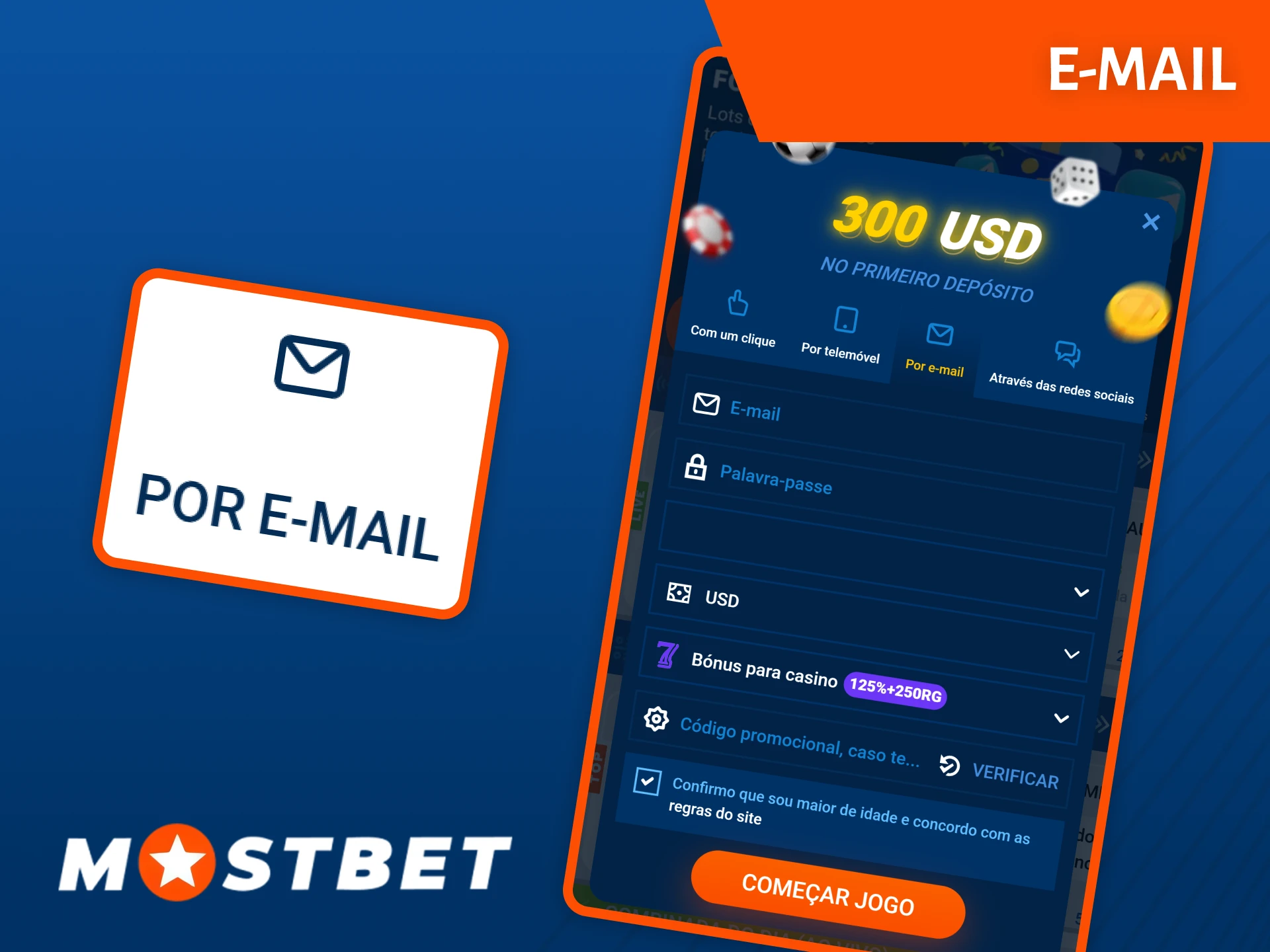 Complete o seu registo via e-mail na Mostbet para aceder a todas as funcionalidades.