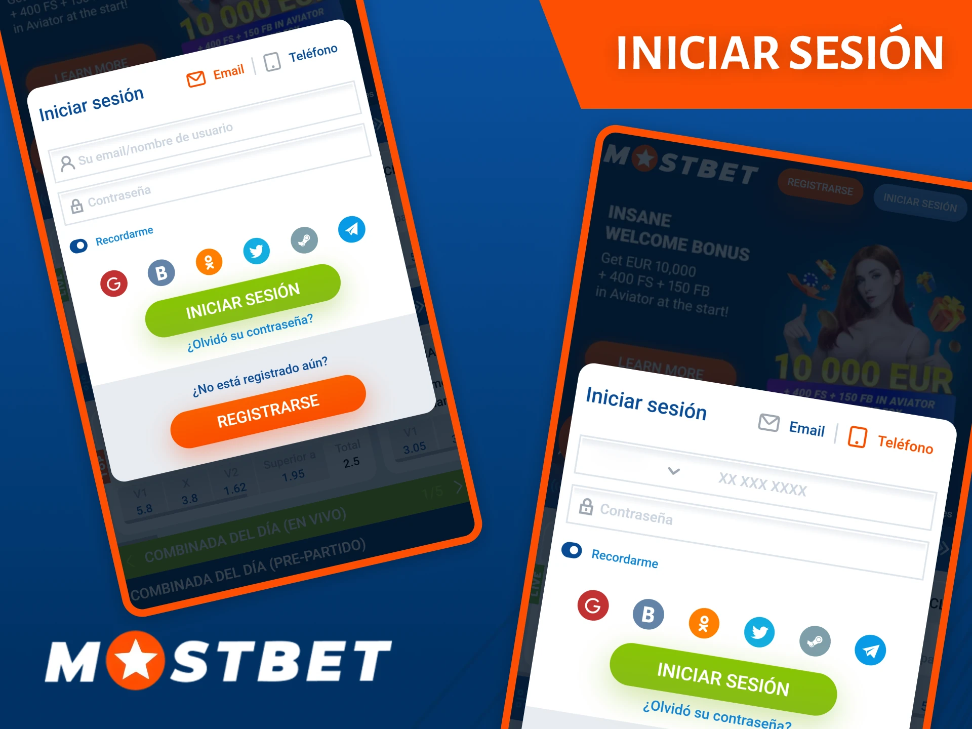 Inicia sesión en tu cuenta a través de la aplicación tras finalizar el registro en Mostbet.