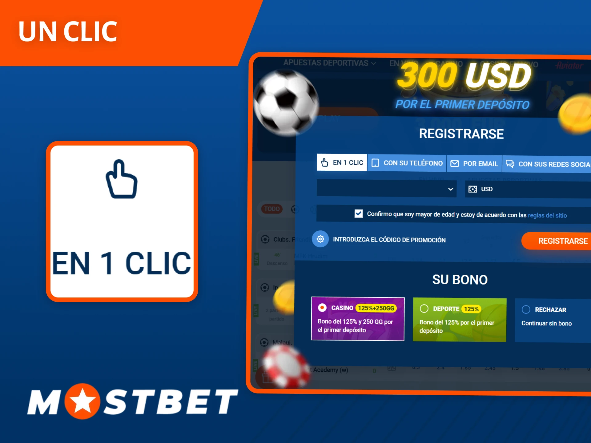 Elige la Registro en un clic más rápida en Mostbet para empezar a jugar de inmediato.