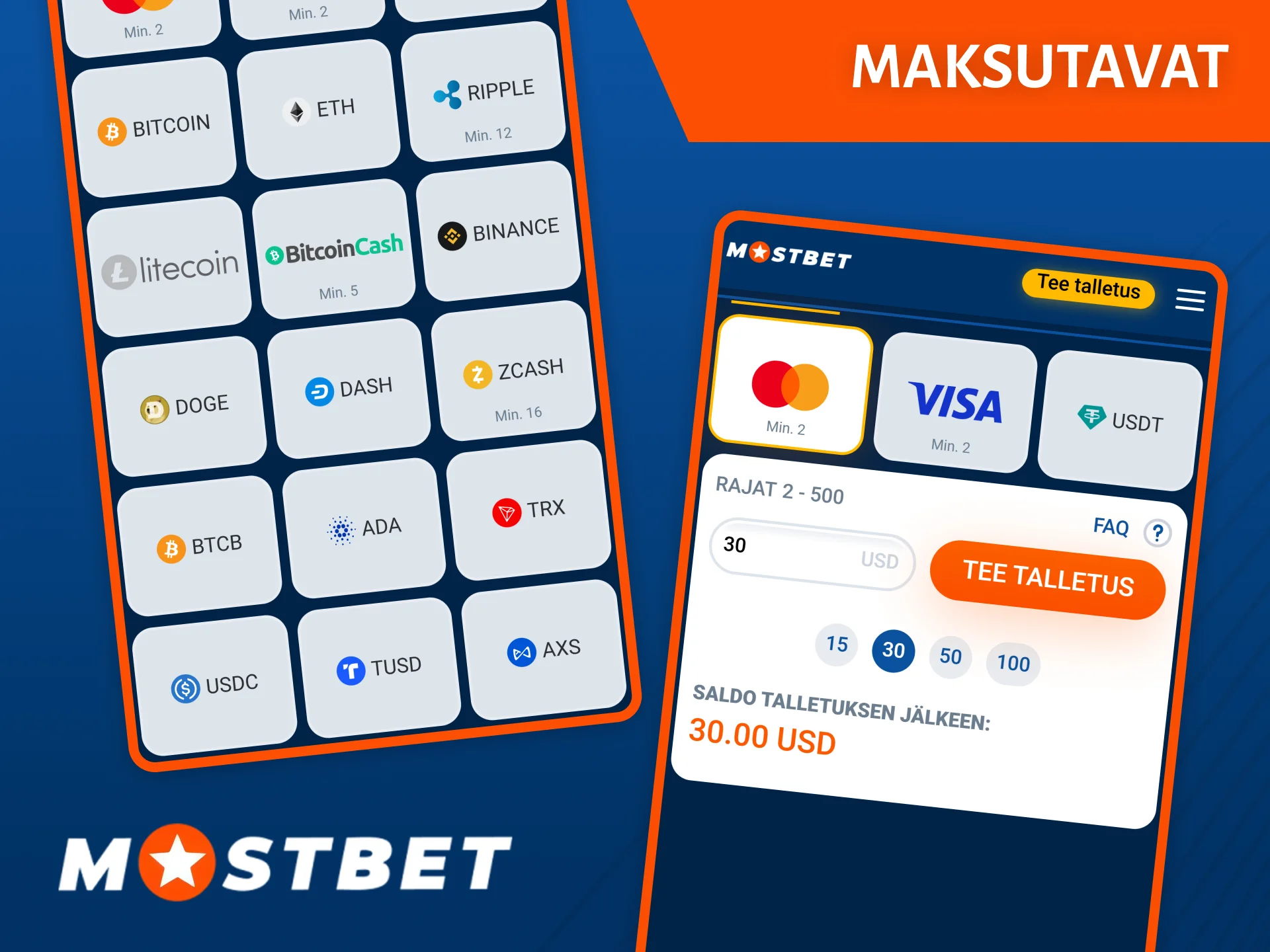 Mostbet-sovellus tarjoaa samat maksutavat kuin virallinen verkkosivusto.