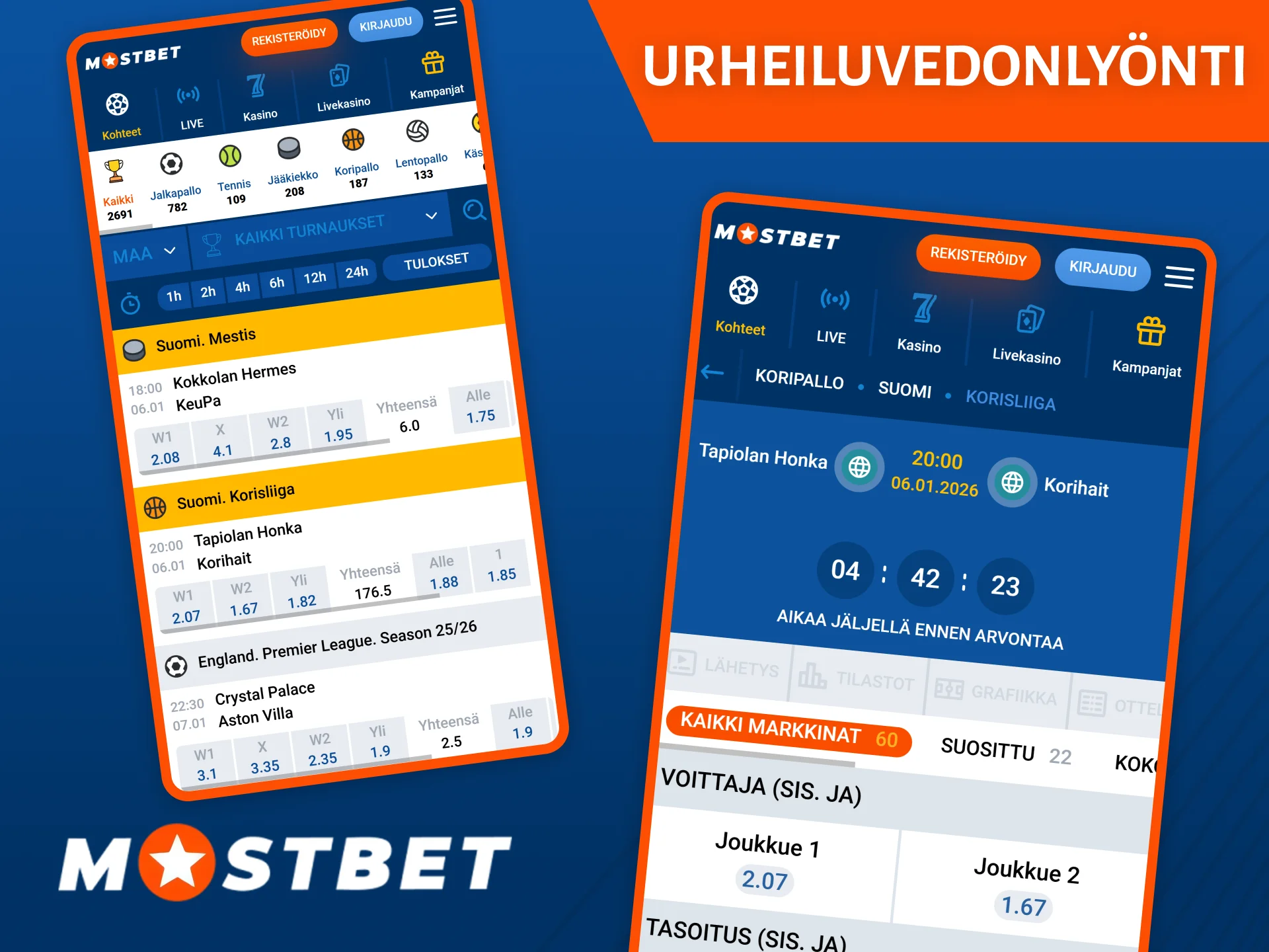 Mostbet-sovellus tarjoaa laajan valikoiman tapahtumia ja urheilulajeja, joihin voi lyödä vetoa.