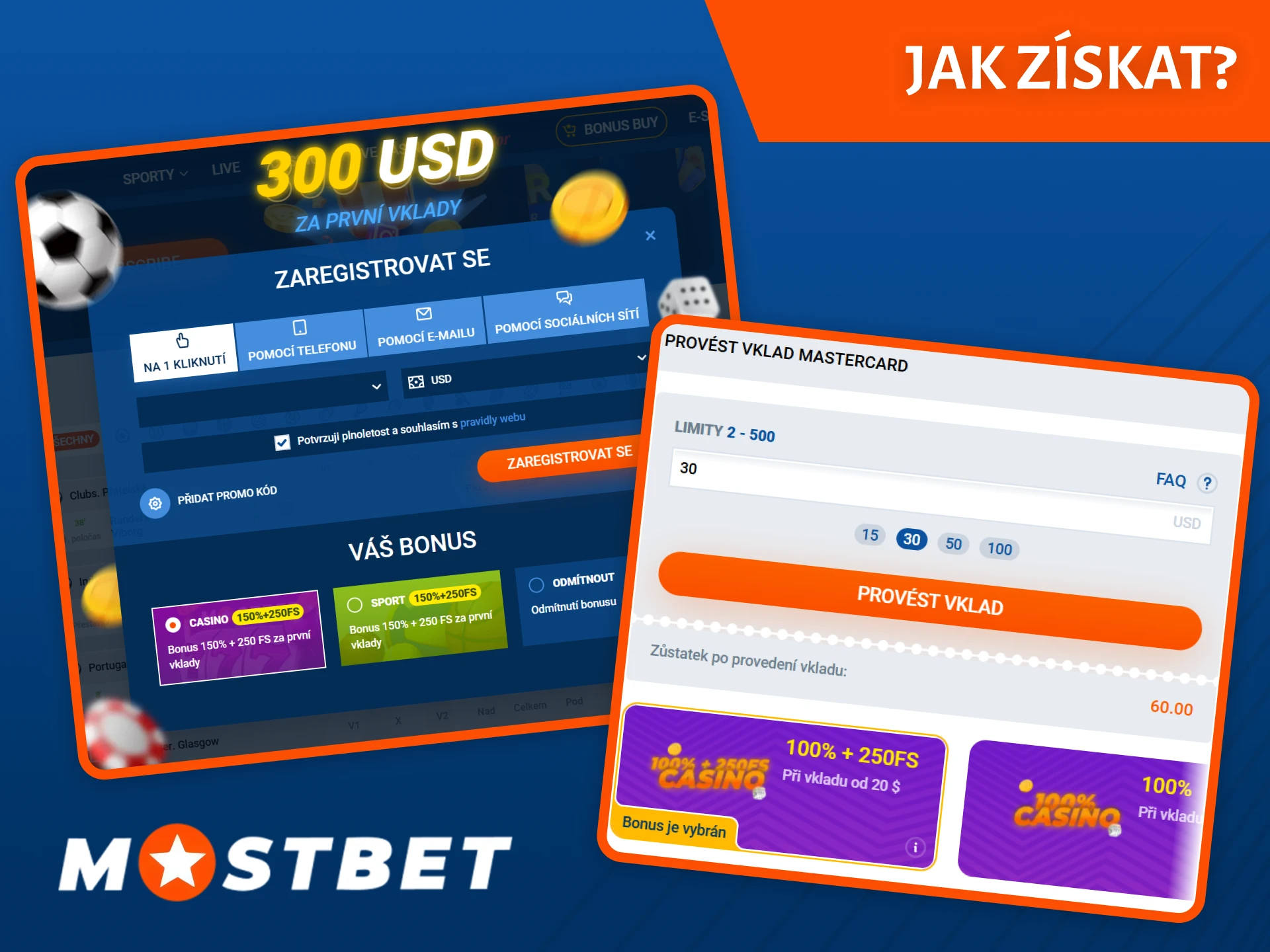 Postupujte podle našeho průvodce, jak získat uvítací bonus od Mostbet.