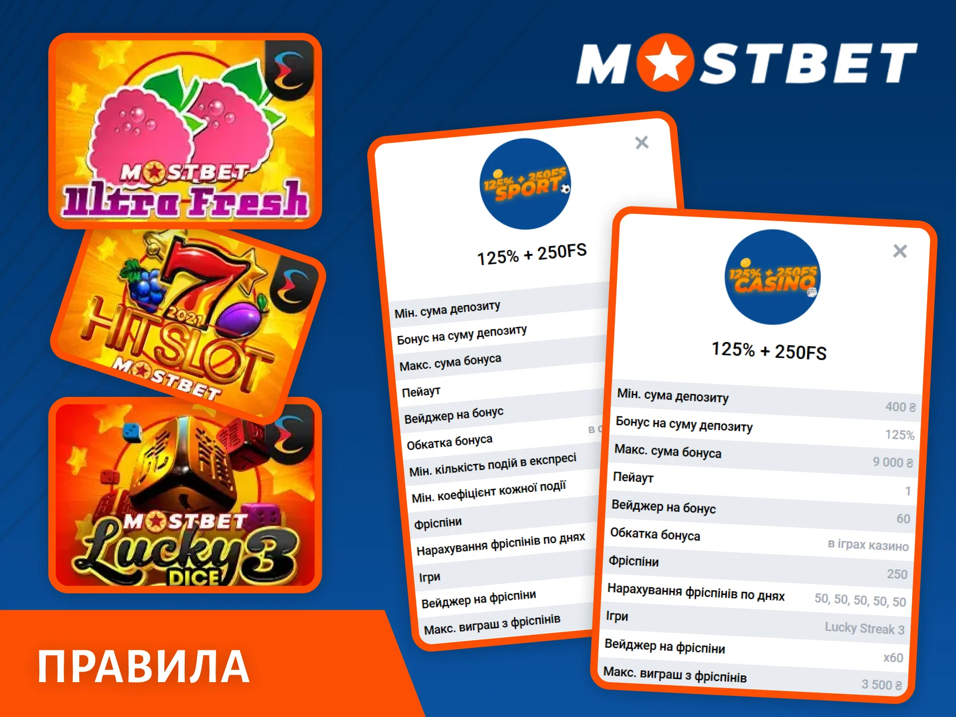 Ознайомтеся з правилами вітального бонусу Mostbet перед початком гри.