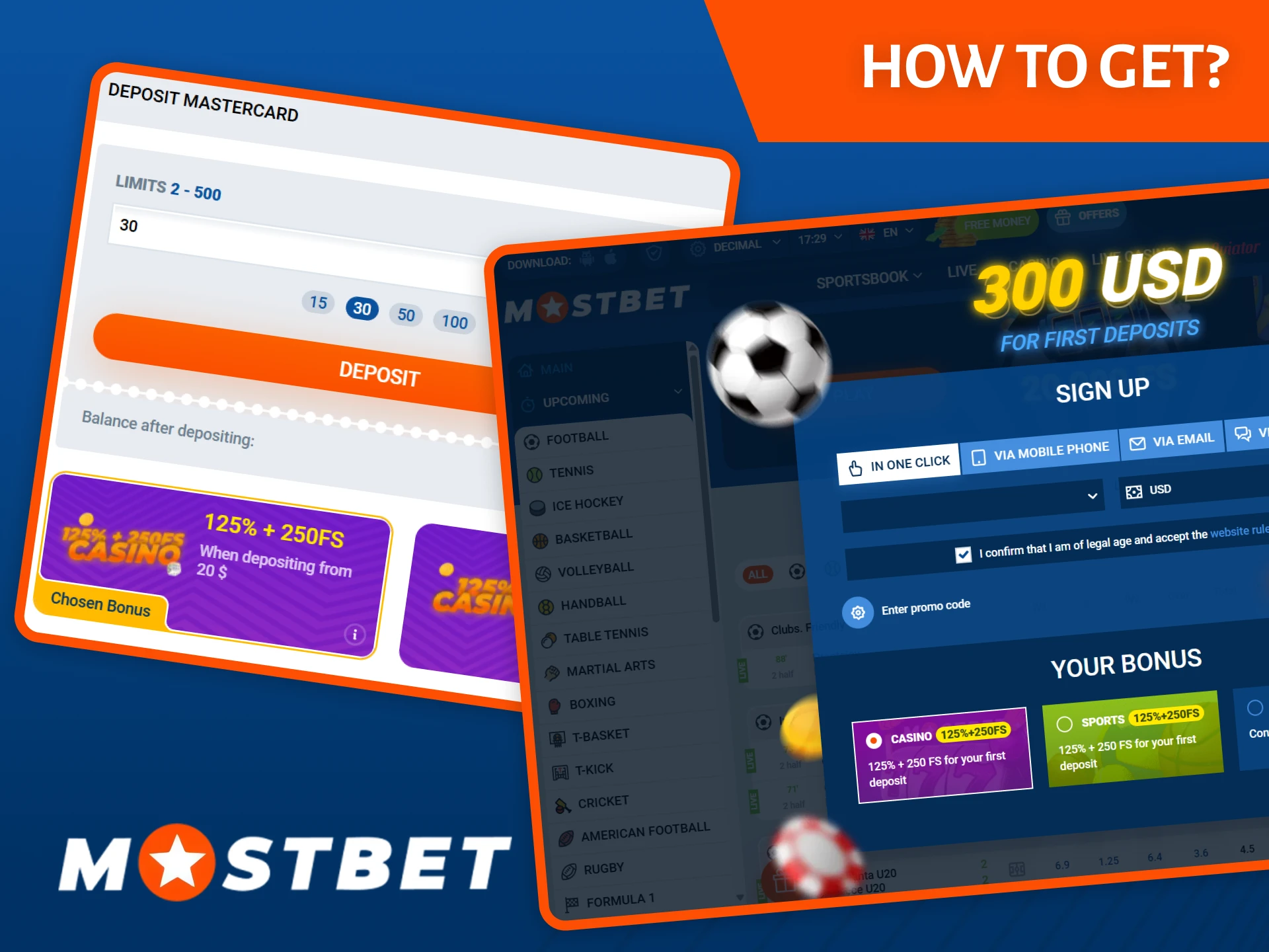 Follow our guide on how to get a welcome bonus from Mostbet.