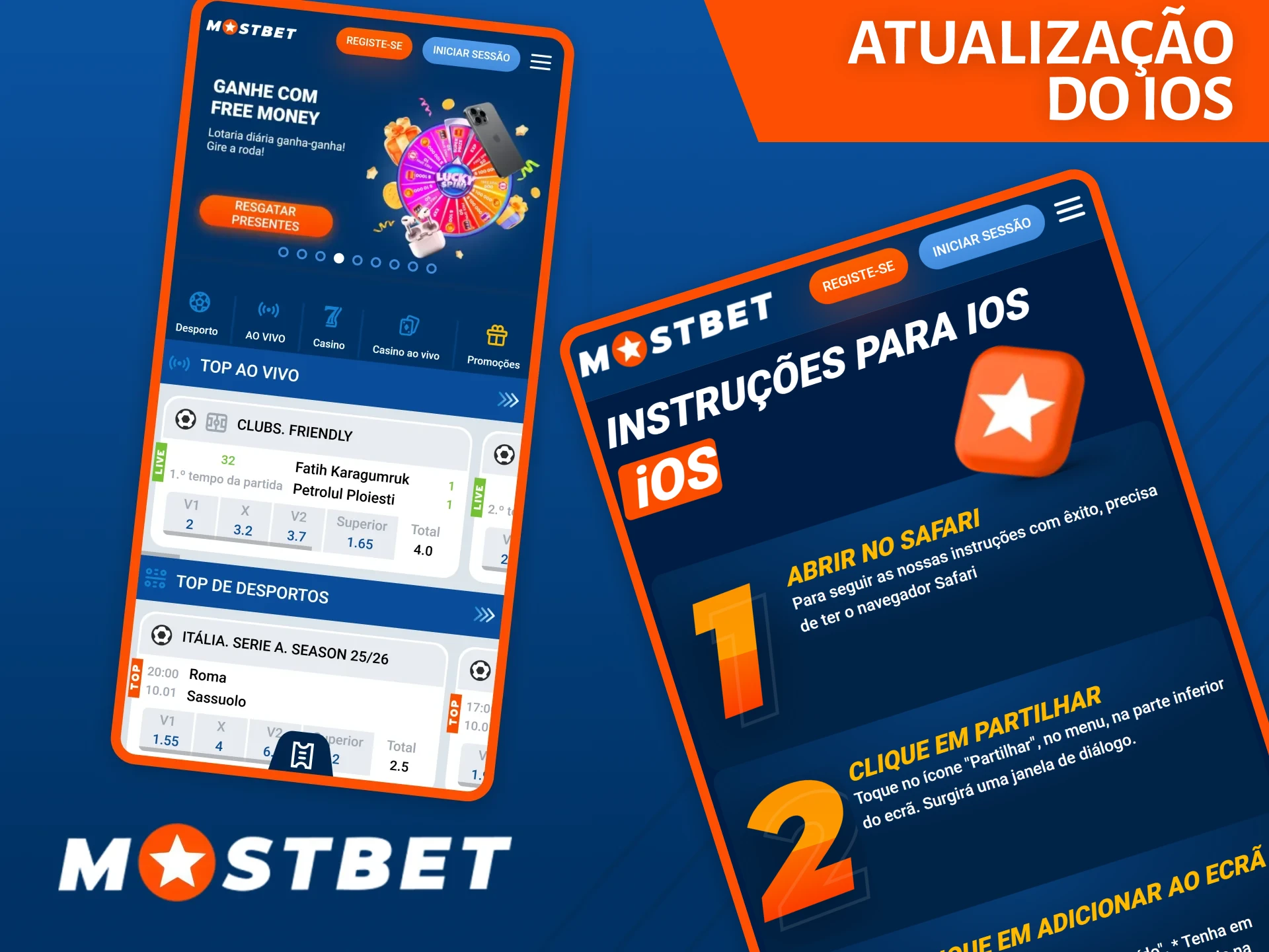 Consulte as instruções sobre como atualizar a aplicação Mostbet no iOS.