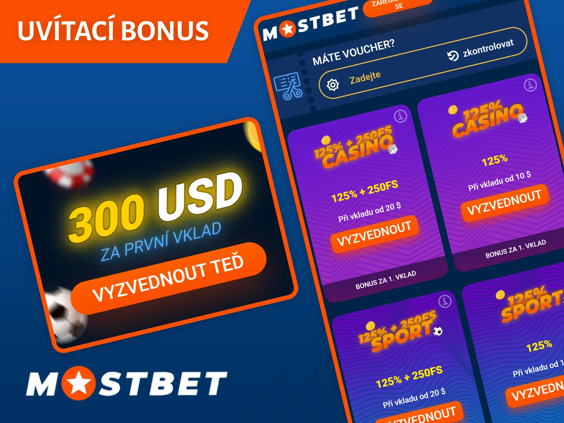 Zaregistrujte se na platformě Mostbet a získejte uvítací bonus přímo v aplikaci.