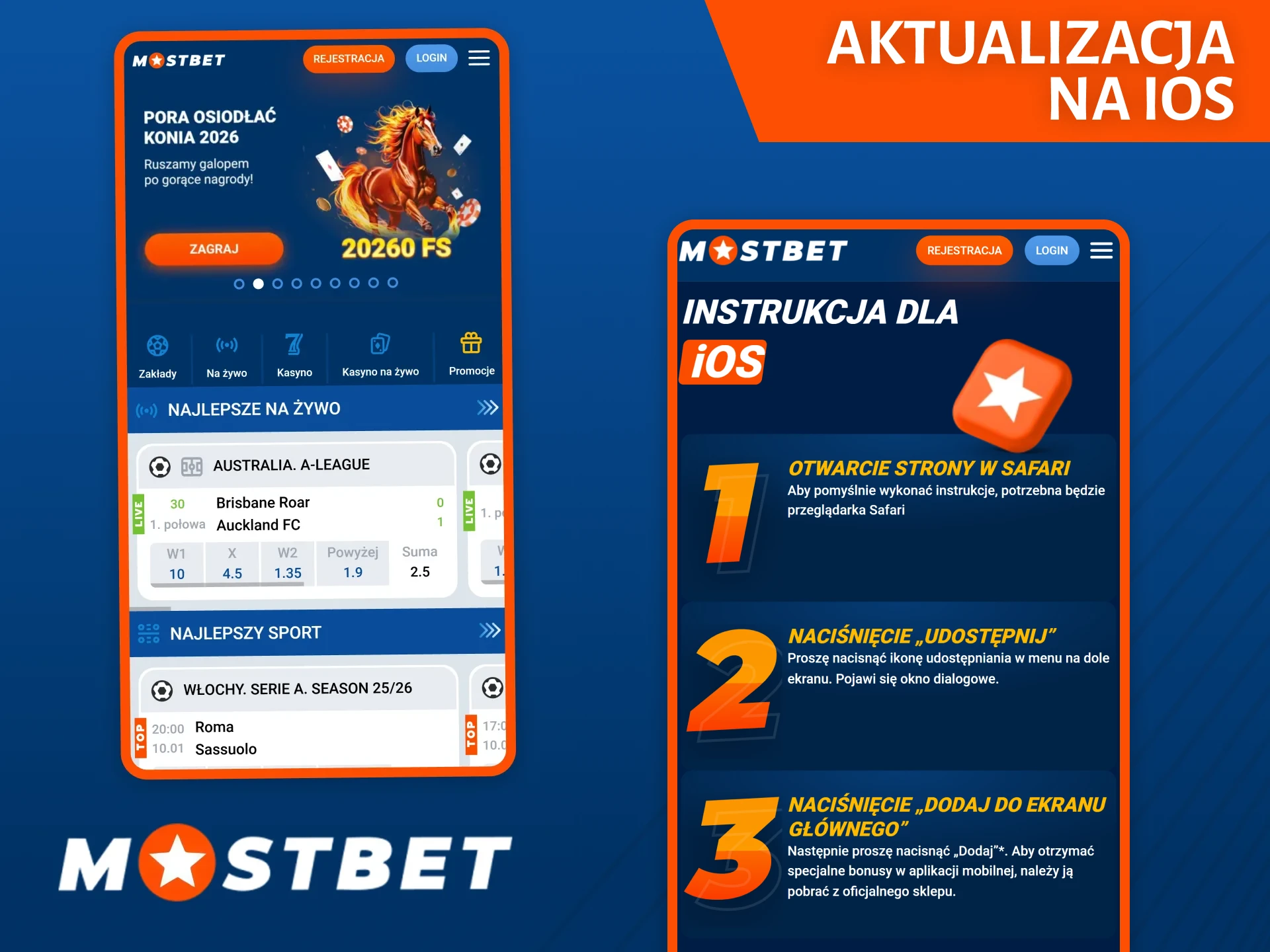 Zobacz instrukcje dotyczące aktualizacji aplikacji Mostbet na iOS.