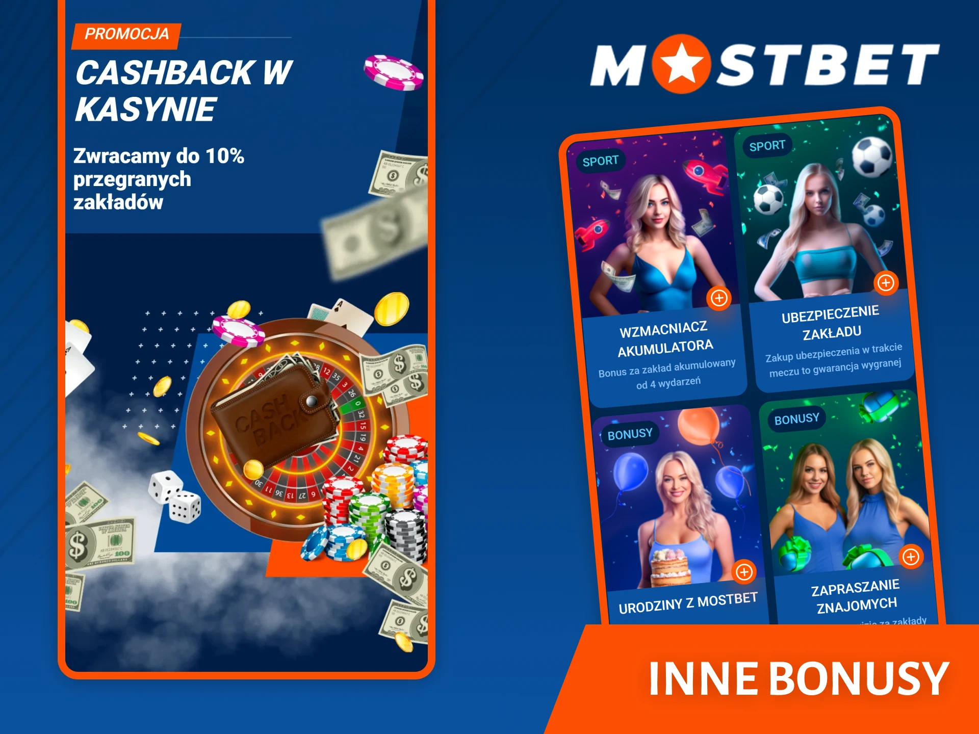 Poznaj inne bonusy dostępne w aplikacji Mostbet.