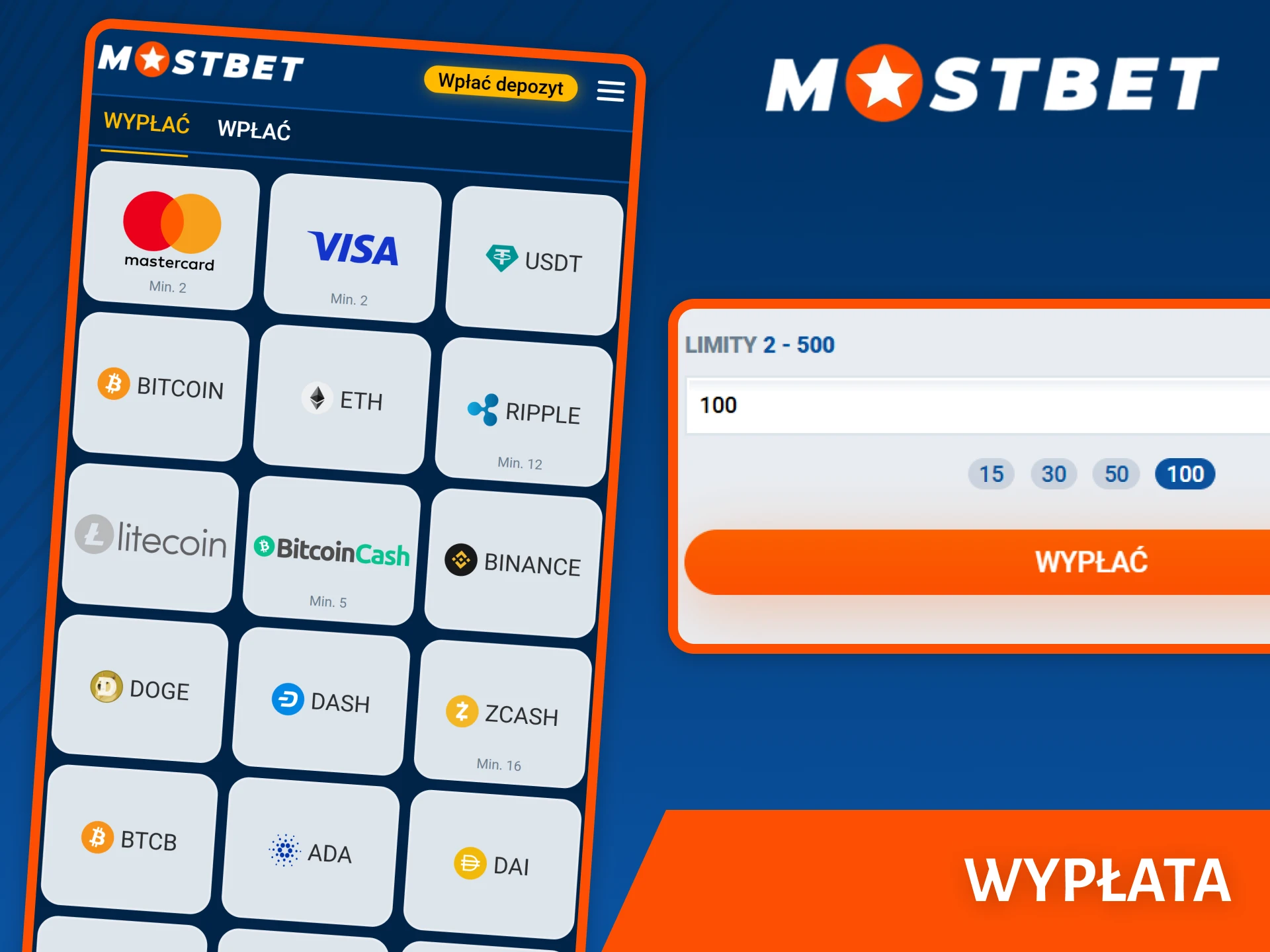 Wypłać pieniądze ze swojego konta Mostbet.