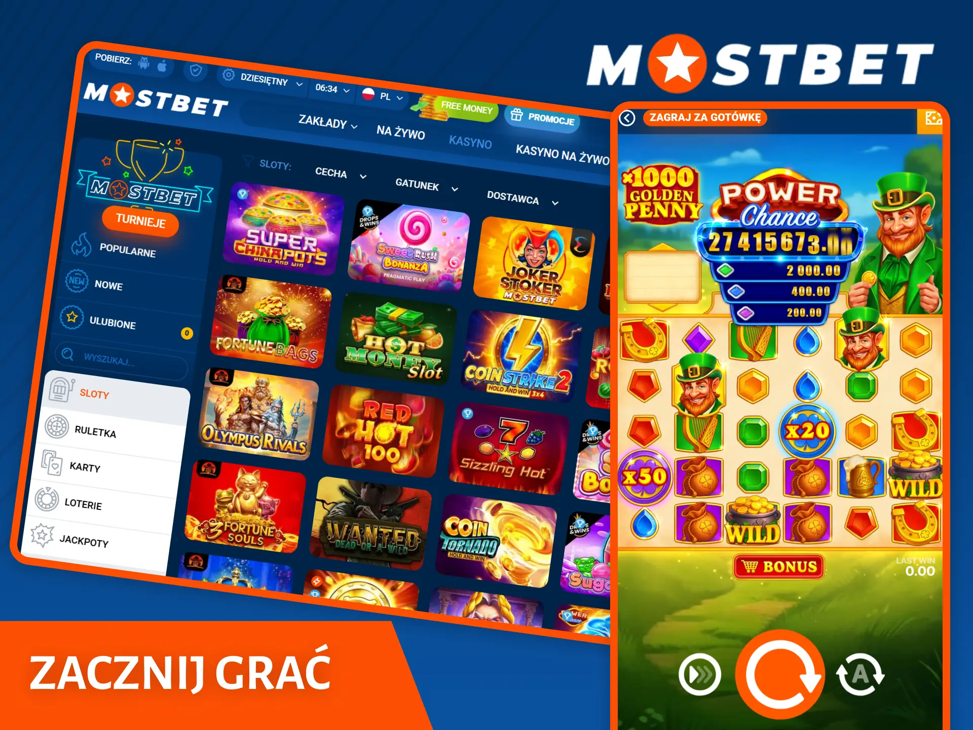 Zacznij grać w gry kasynowe na oficjalnej platformie Mostbet.