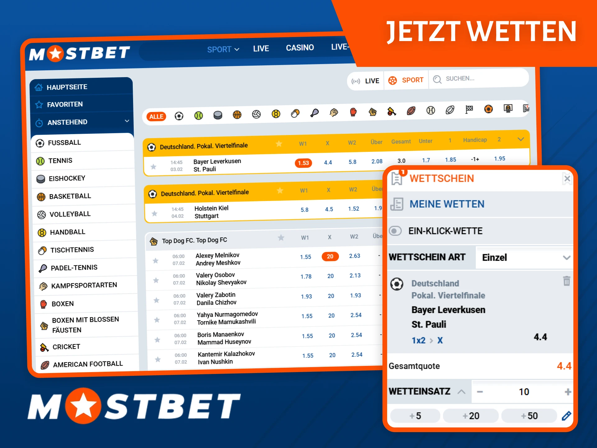 Erfahren Sie auf der Mostbet-Website, wie Sie mit Sportwetten beginnen können.