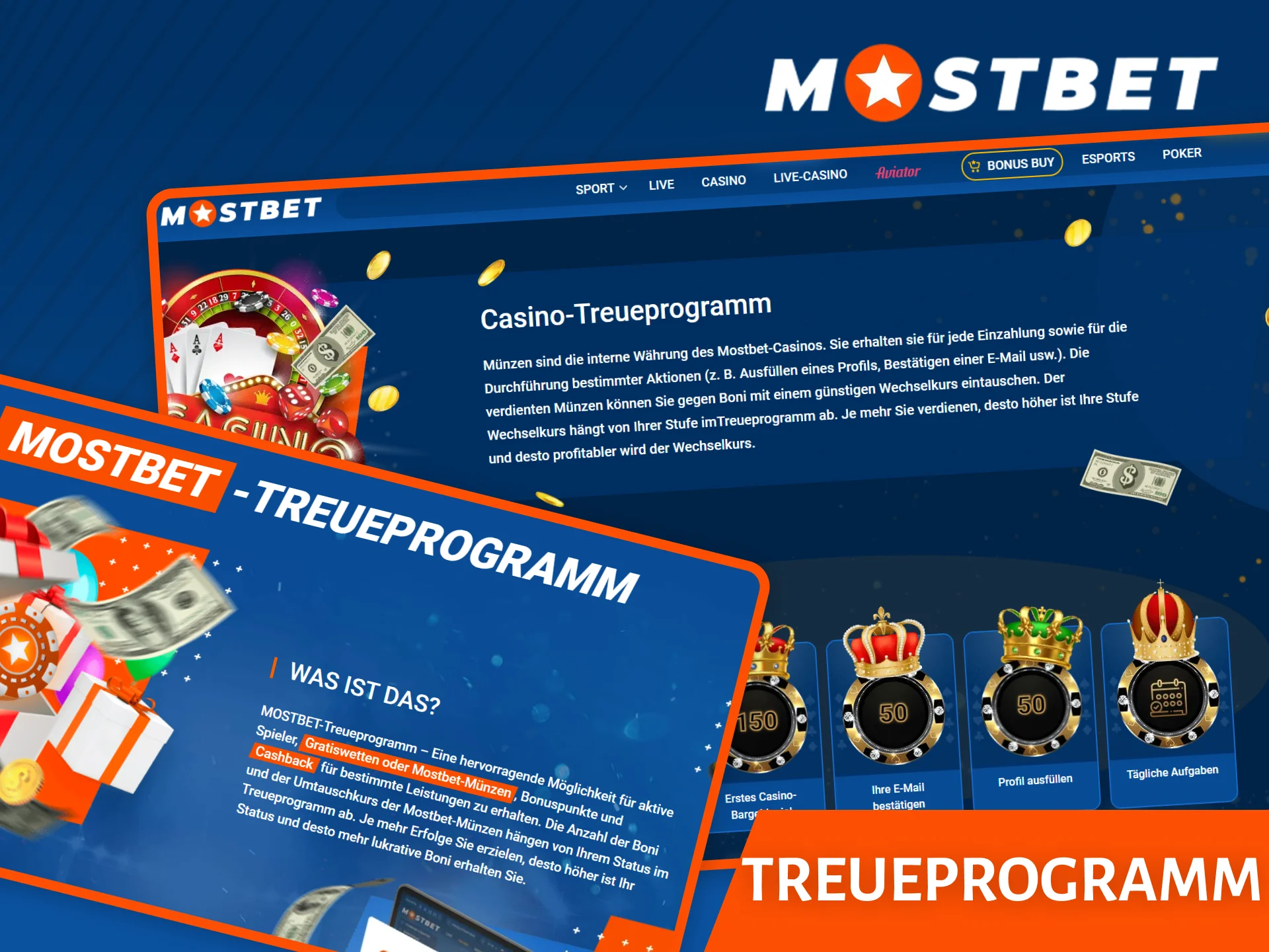 Melden Sie sich beim Mostbet-Treueprogramm an, um exklusive Prämien und Vorteile freizuschalten.