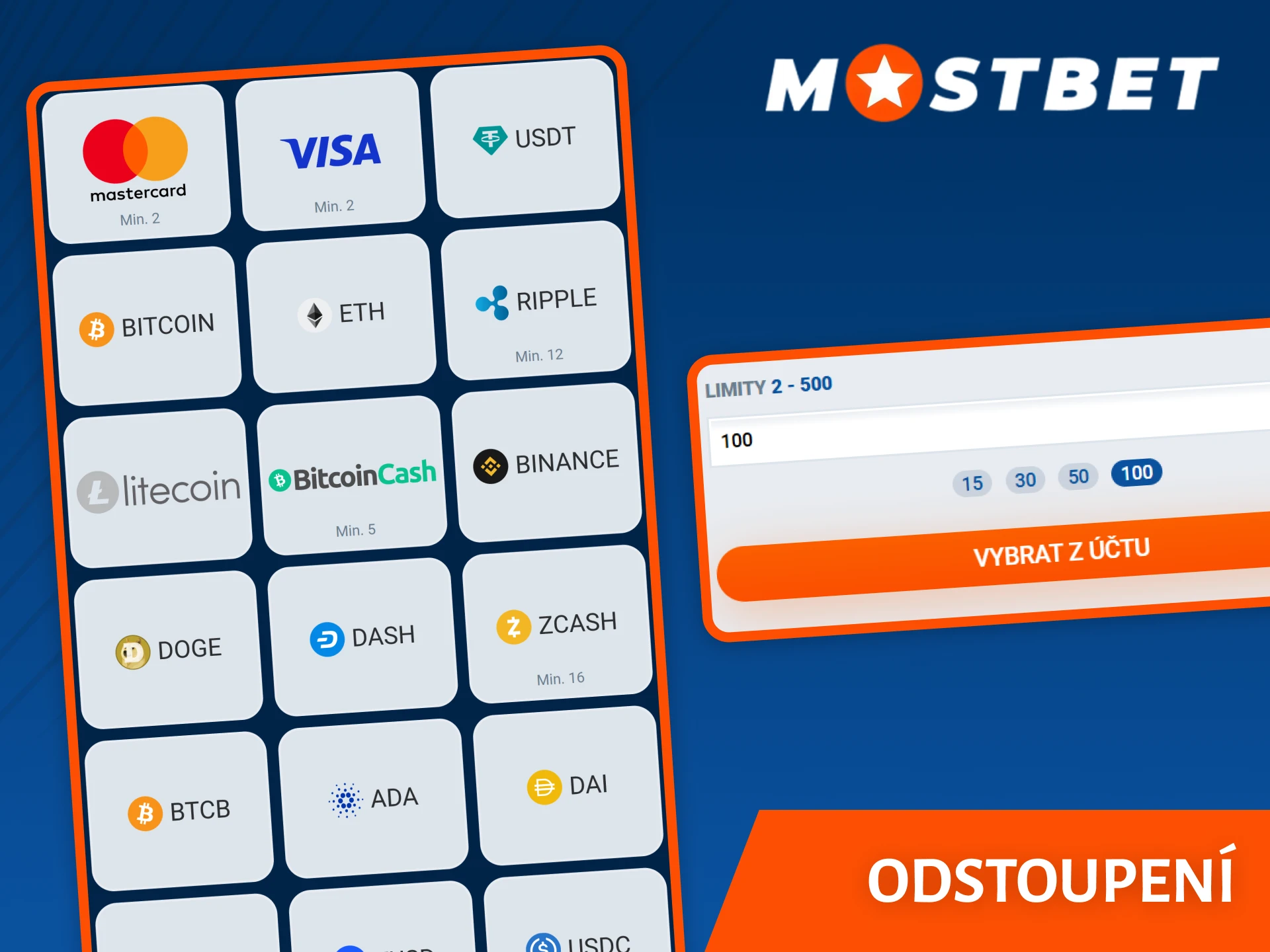 Vyberte si peníze z vašeho účtu Mostbet.