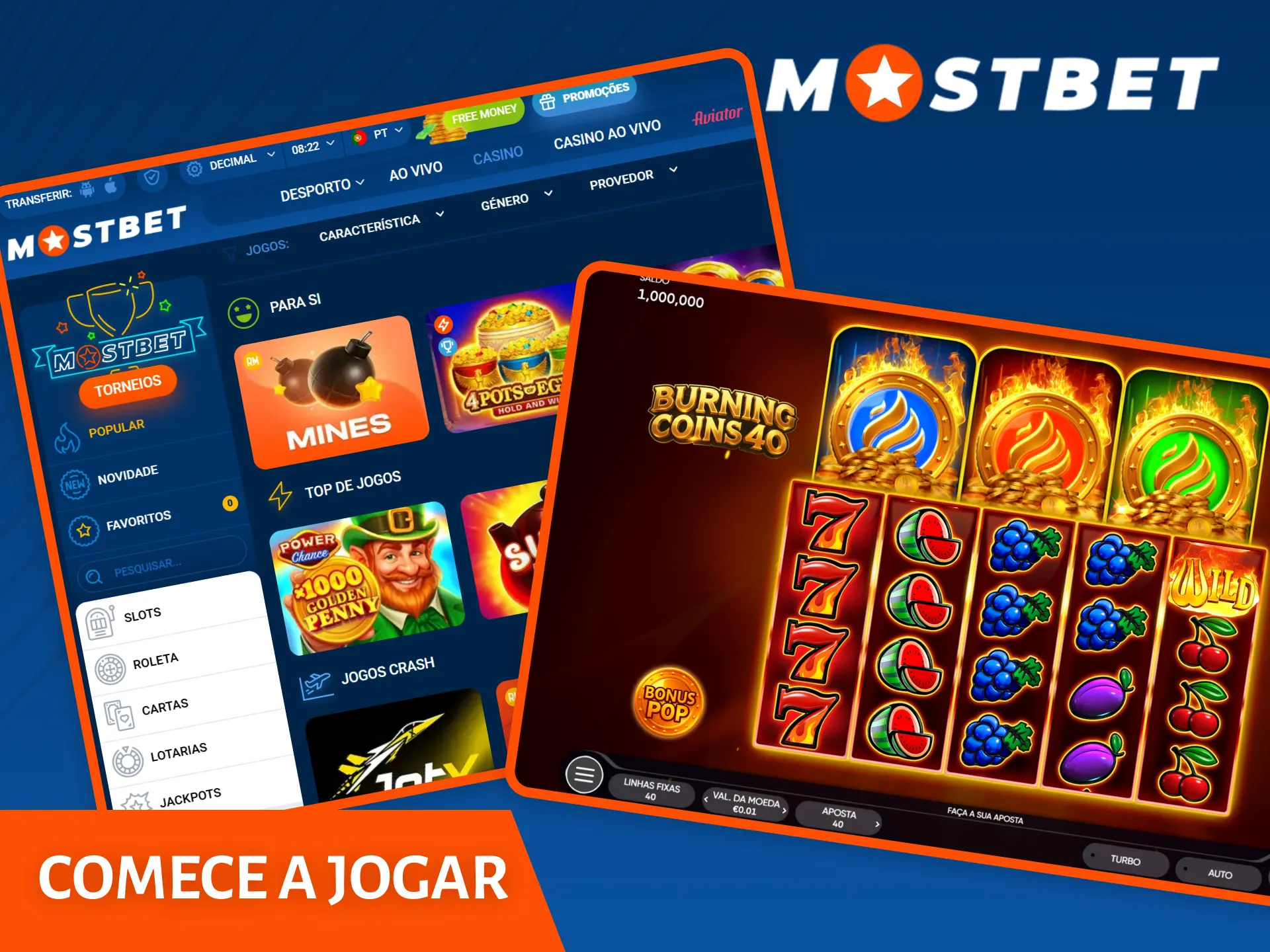 Comece a jogar jogos de cassino na plataforma oficial da Mostbet.