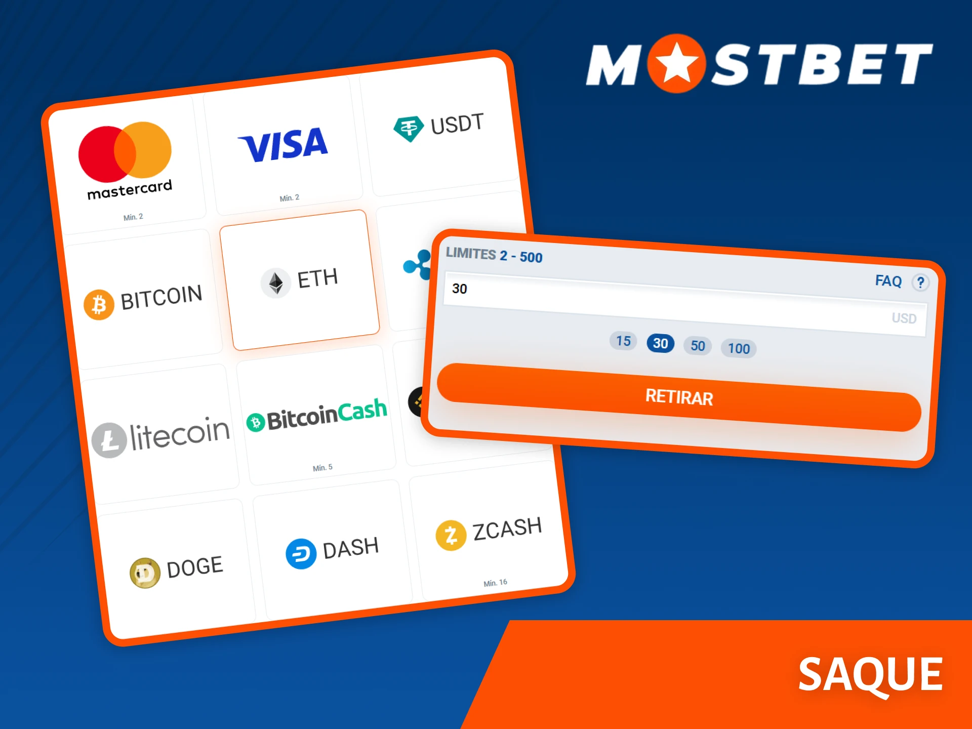 Retire o dinheiro da sua conta Mostbet.