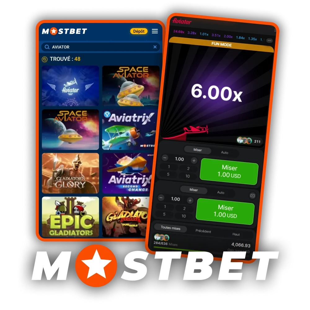 Jouez au jeu Aviator pour gagner sur le casino Mostbet.