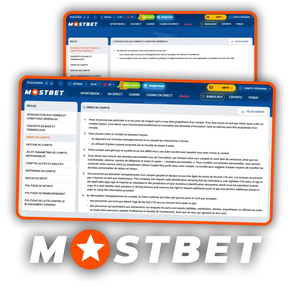 Veillez à vous familiariser avec les règles générales de la plateforme Mostbet.
