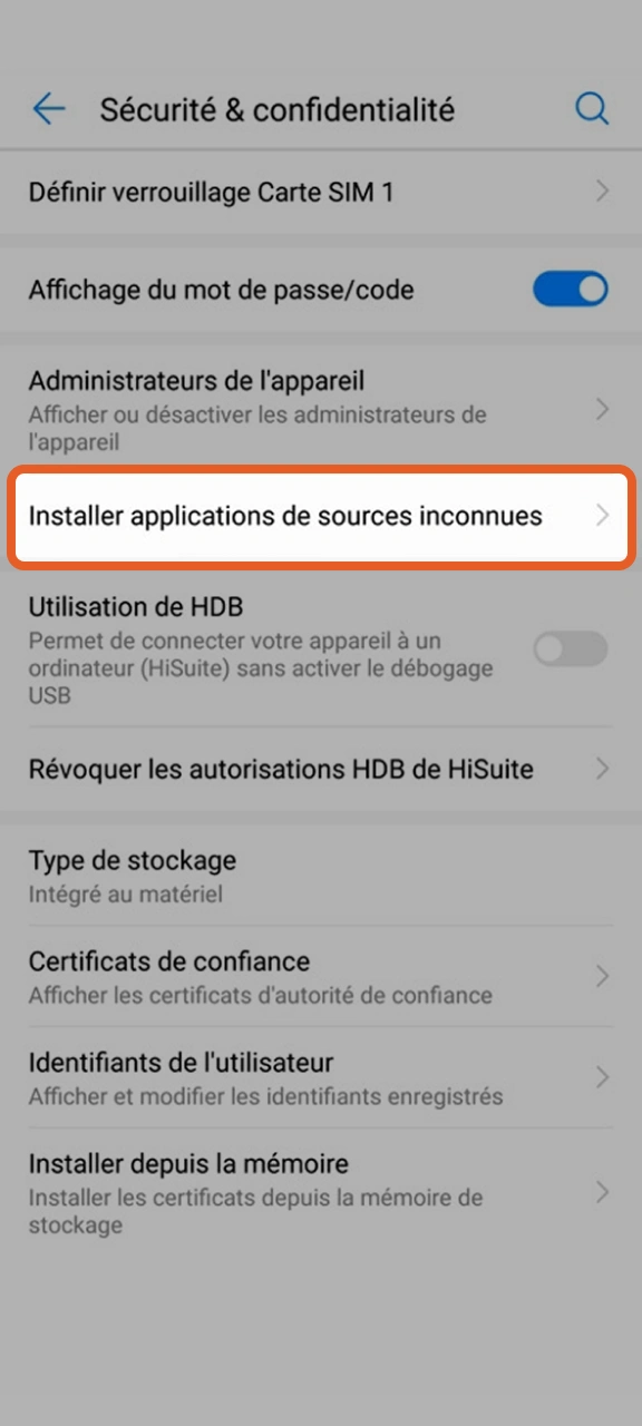 Ouvre les paramètres de ton téléphone pour télécharger Mostbet.