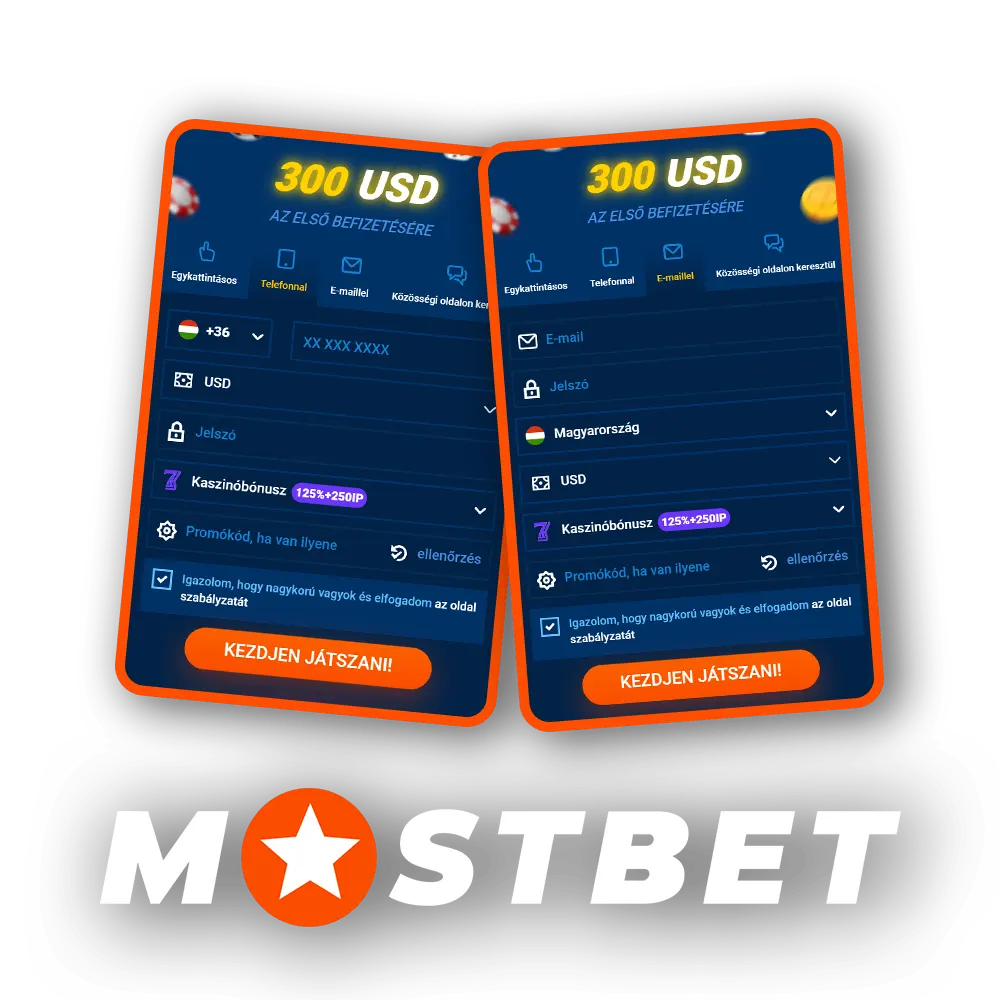Regisztráljon, és hozzon létre egy új fiókot a Mostbet-en.