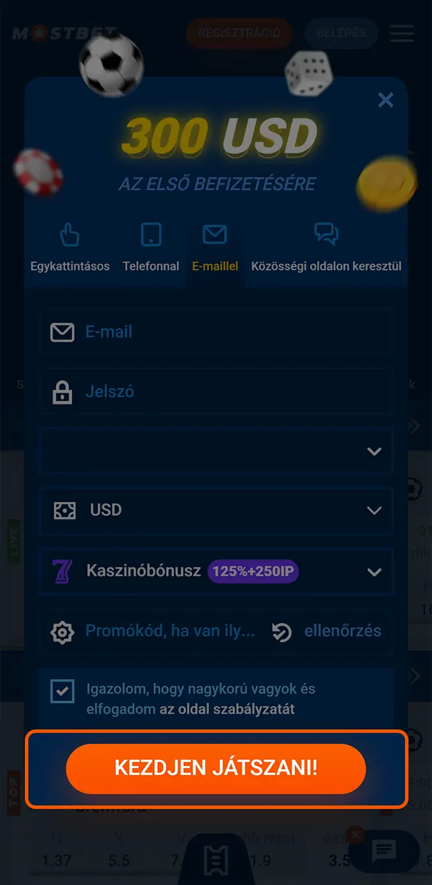 Fejezze be a regisztrációt a Mostbet-en, és kezdje el élvezni az összes előnyt.