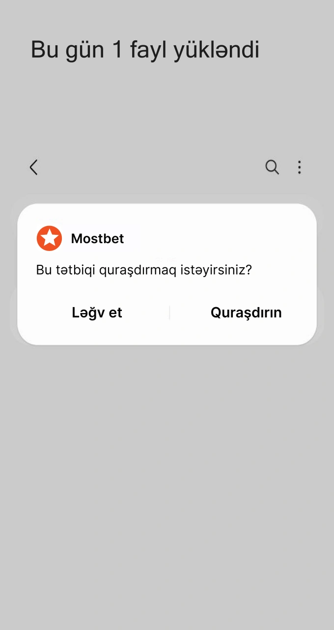 Cihazınızda Mostbet mobil tətbiqinin quraşdırılmasını uğurla başa çatdırmaq üçün quraşdırma düyməsini basın.