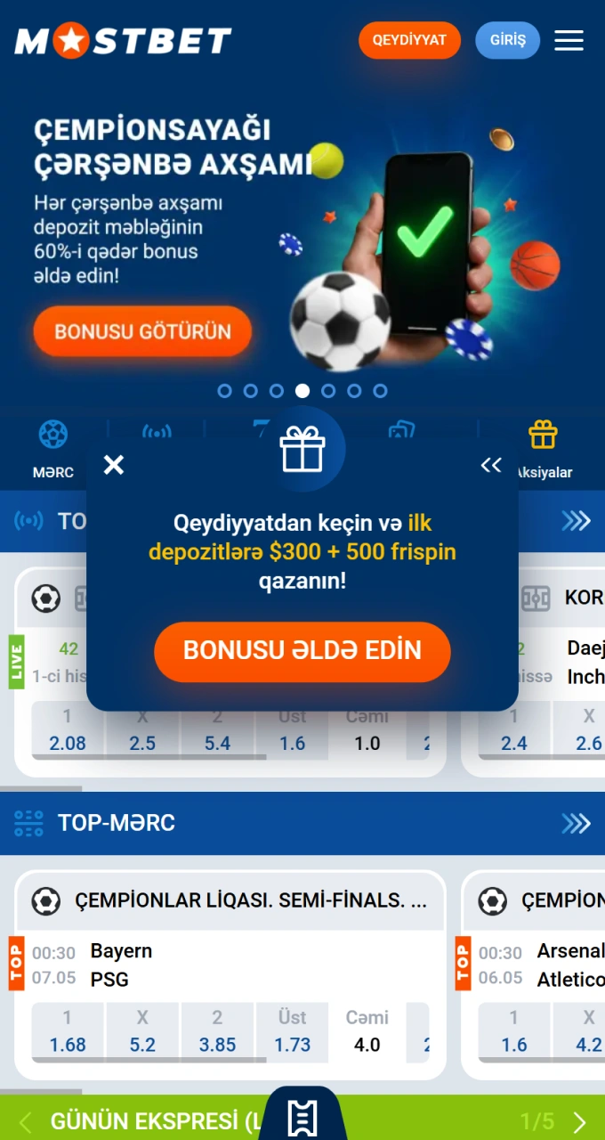 Ən yaxşı tədbirlərə tez daxil olmaq üçün Mostbet tətbiqinin istifadəçi dostu ana ekranını araşdırın.
